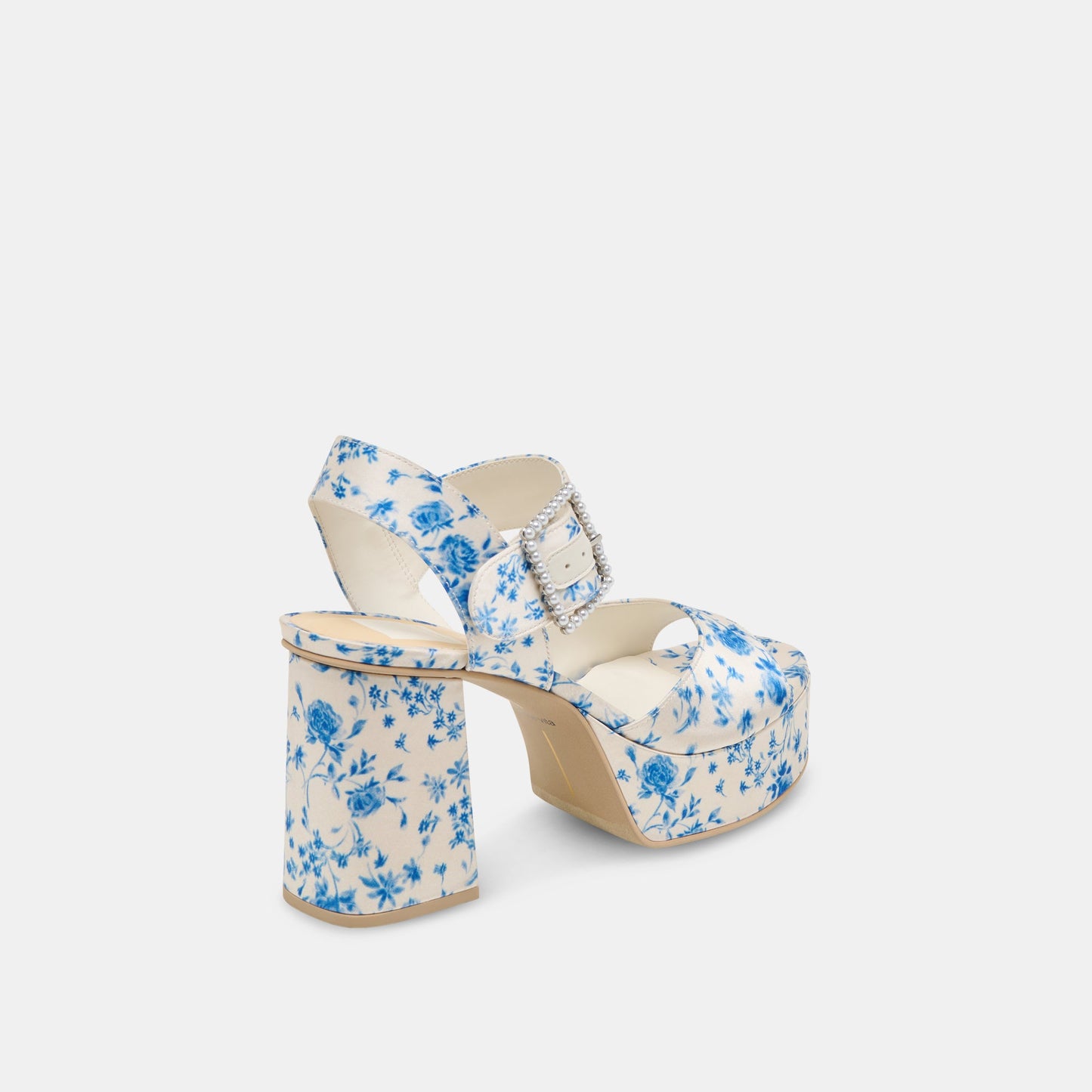Bobby Pearl Blue Floral Satin Heels