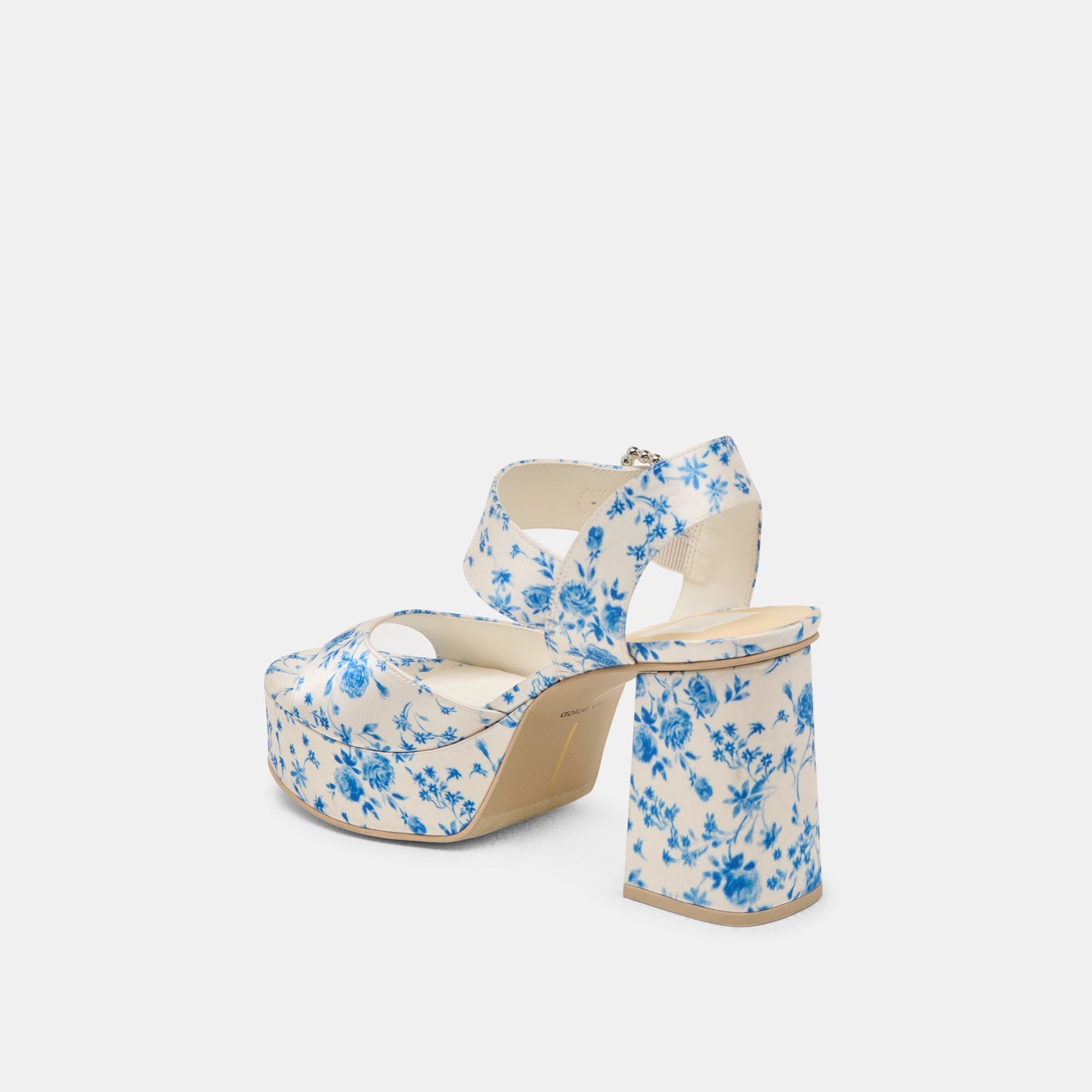 Bobby Pearl Blue Floral Satin Heels