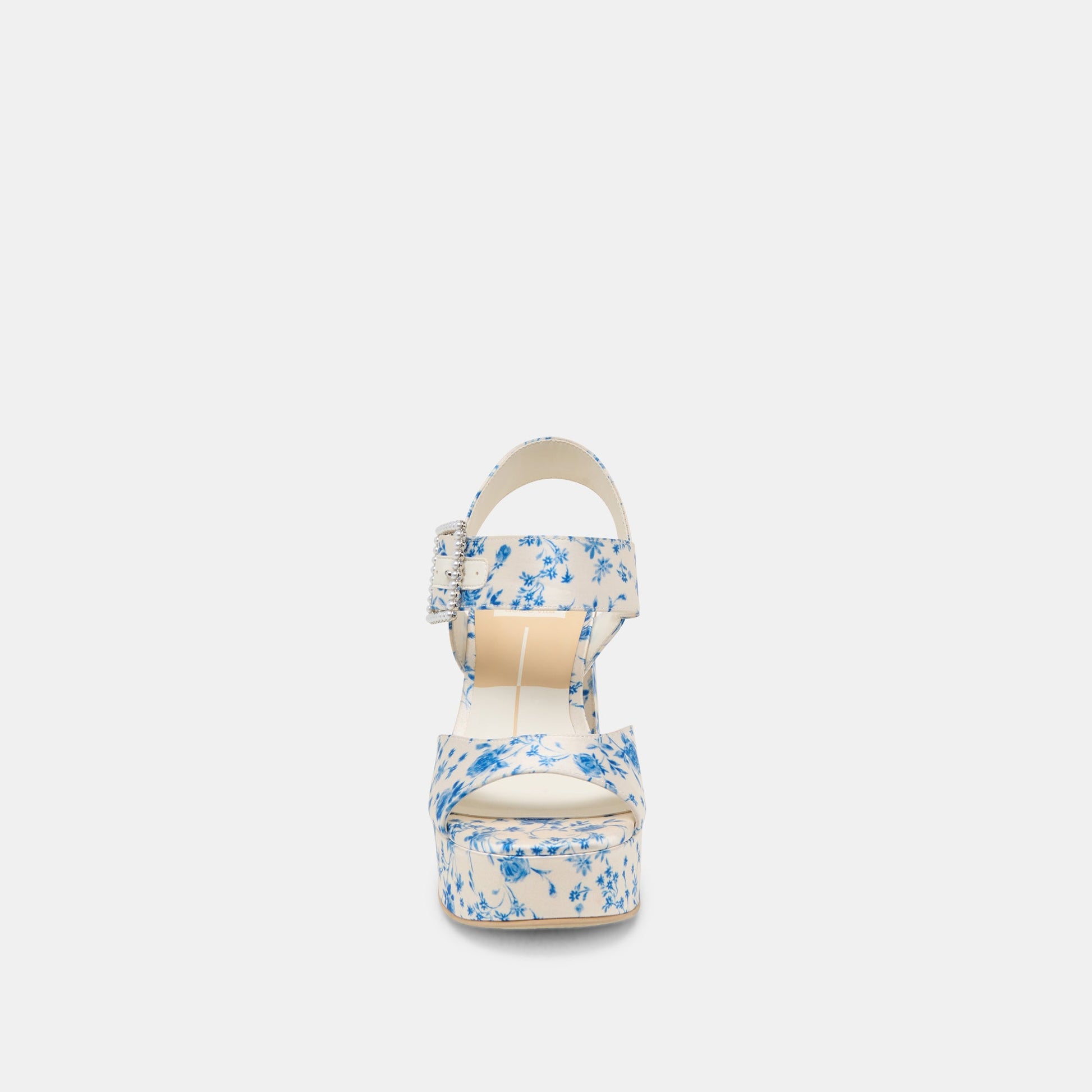 Bobby Pearl Blue Floral Satin Heels