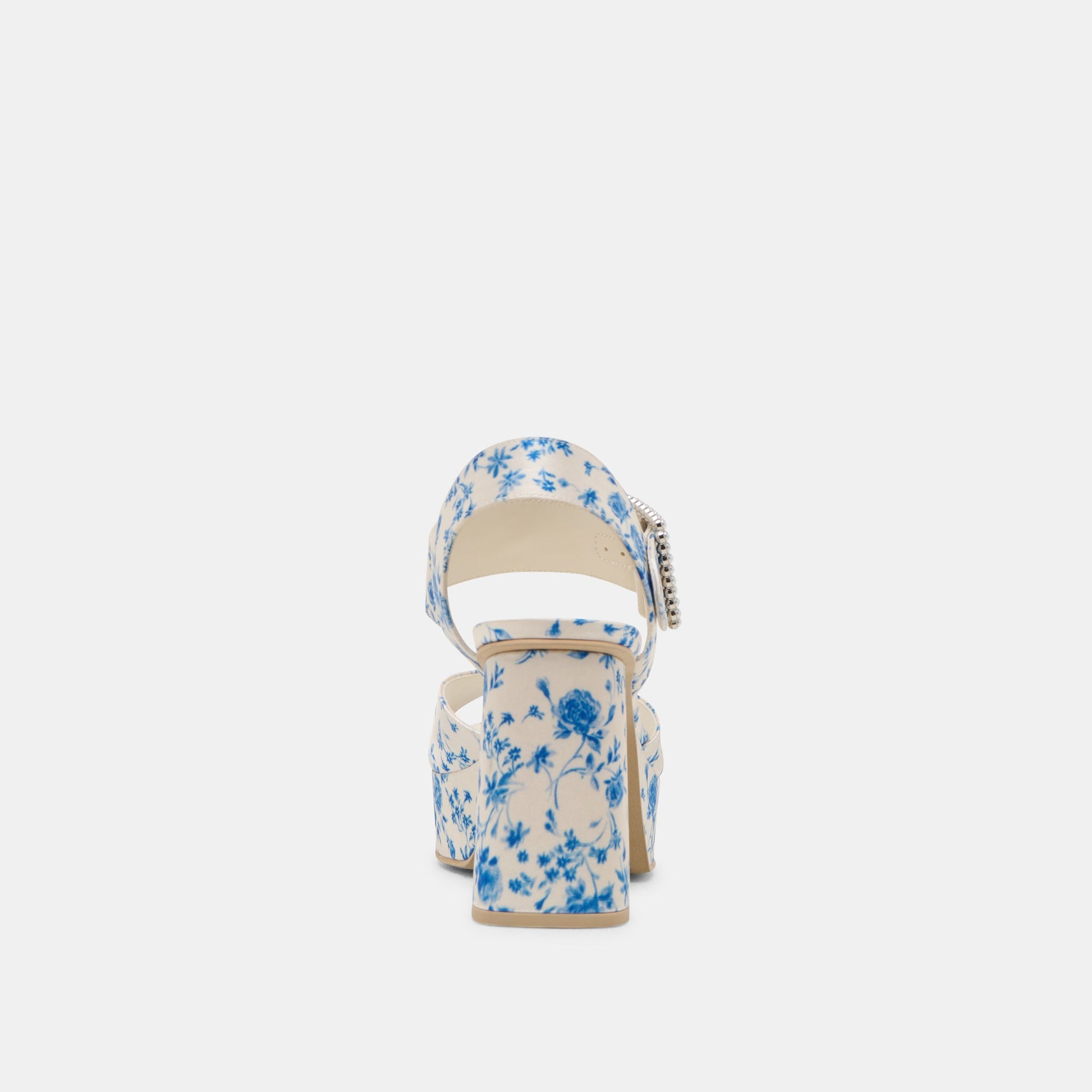 Bobby Pearl Blue Floral Satin Heels