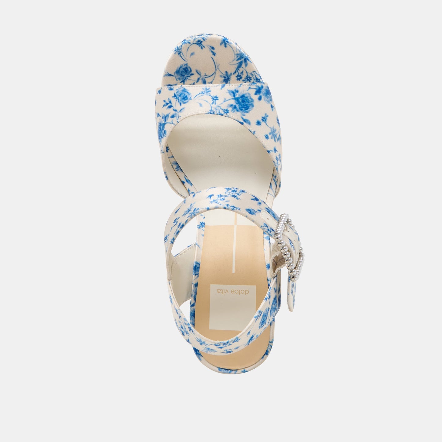 Bobby Pearl Blue Floral Satin Heels