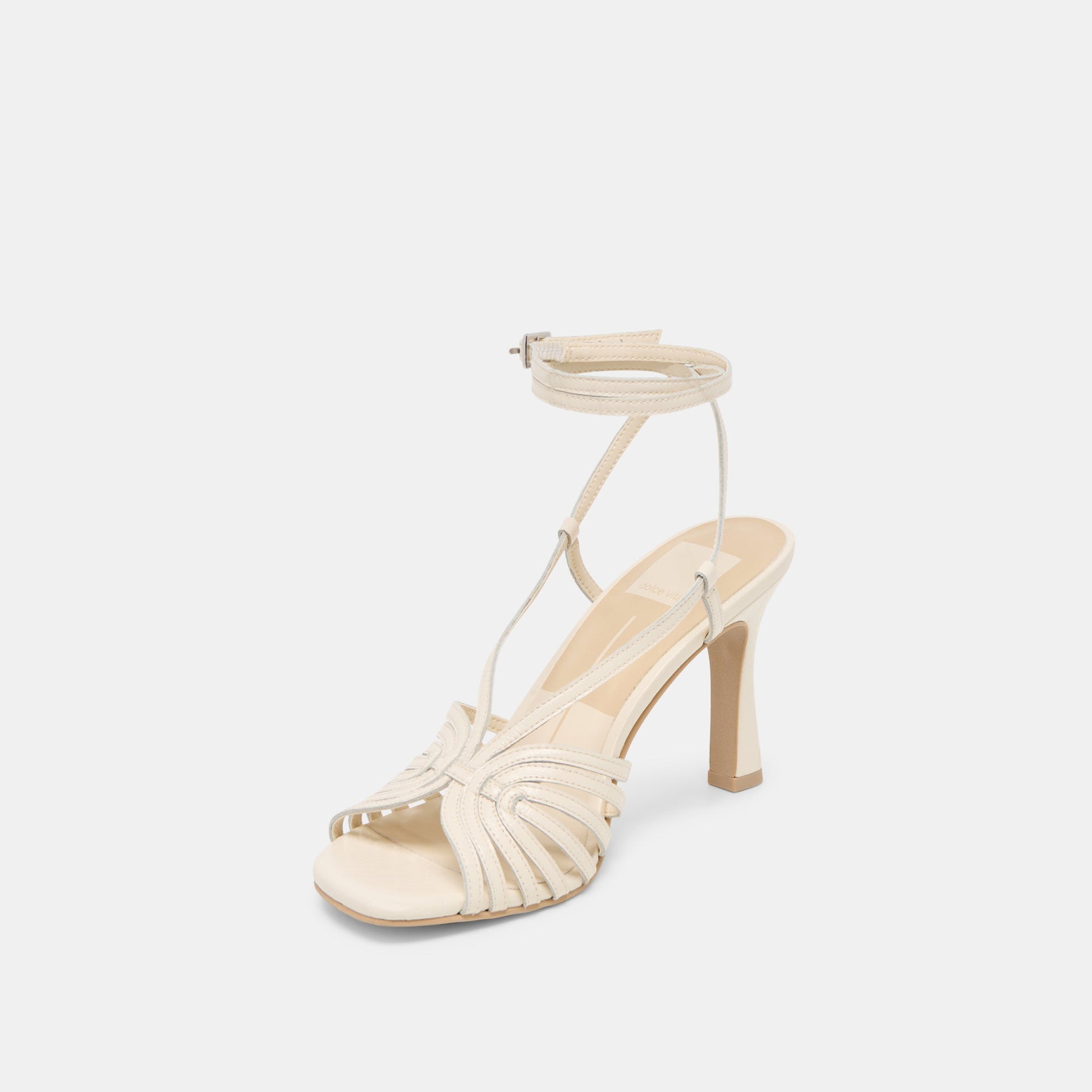 Nivana Off White Crinkle Patent Heels