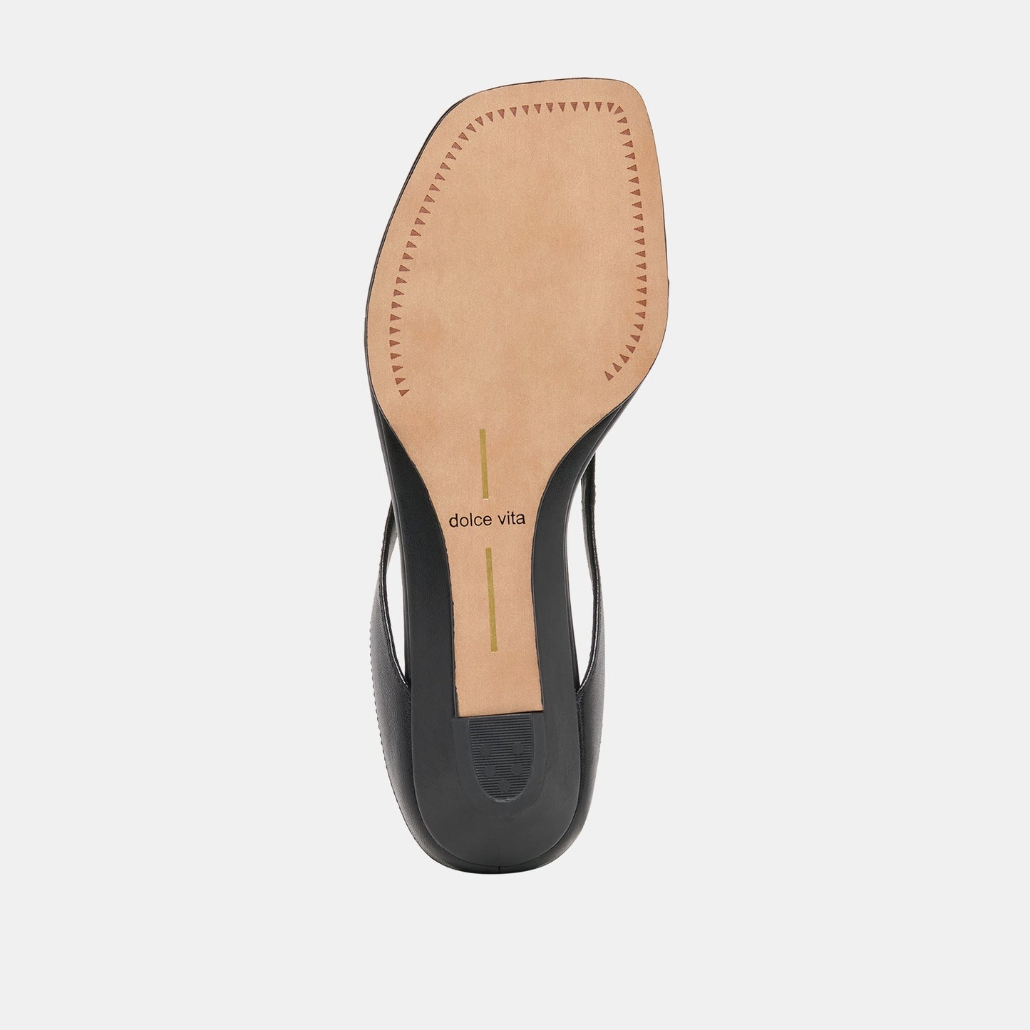 GIZEL Black Leather Thong Square-Toe Sandals