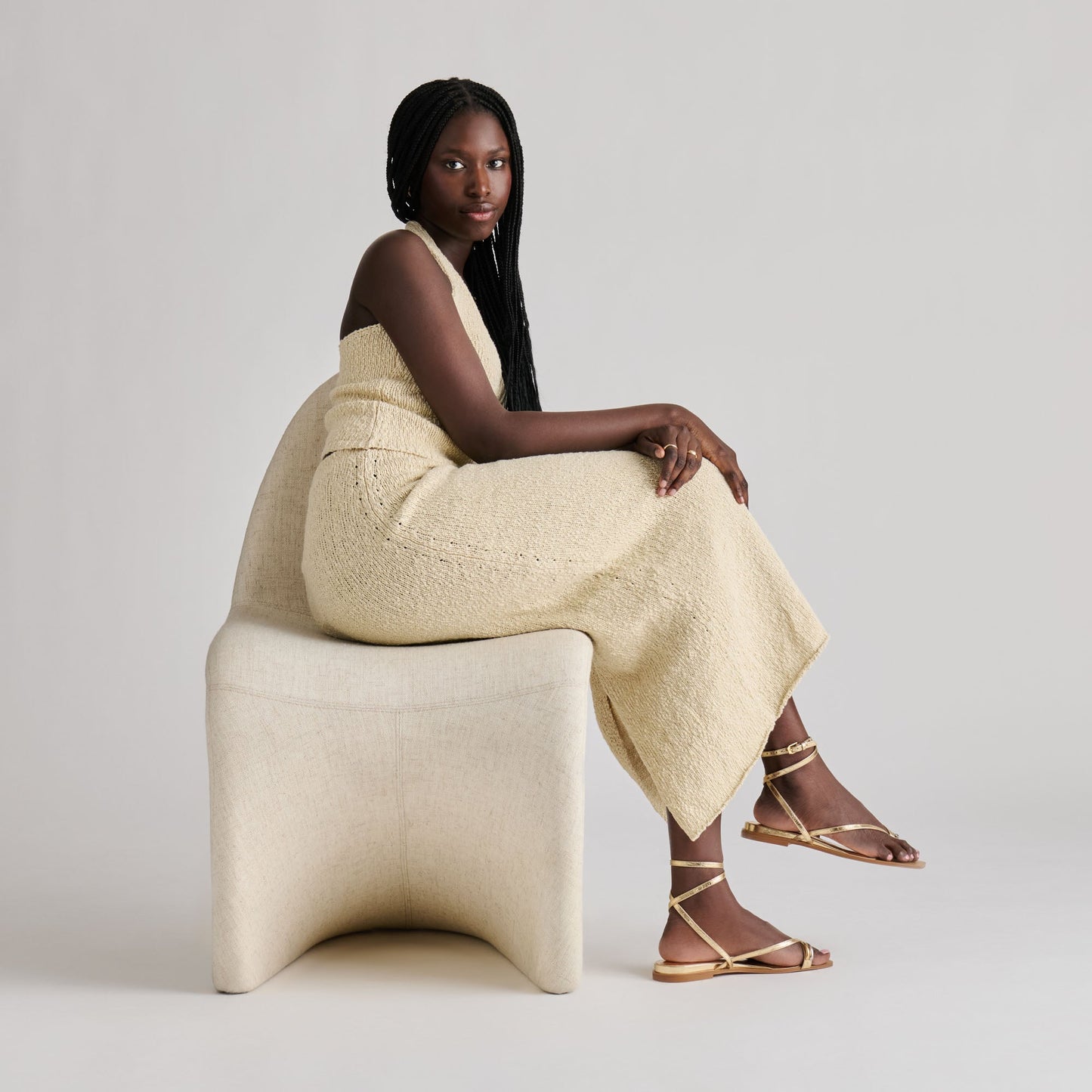 Tyrice Gold Leather Sandals