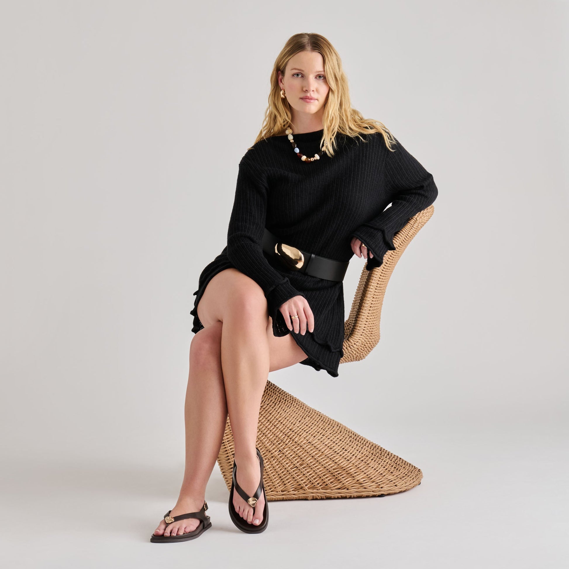 Jony Black Leather Sandals