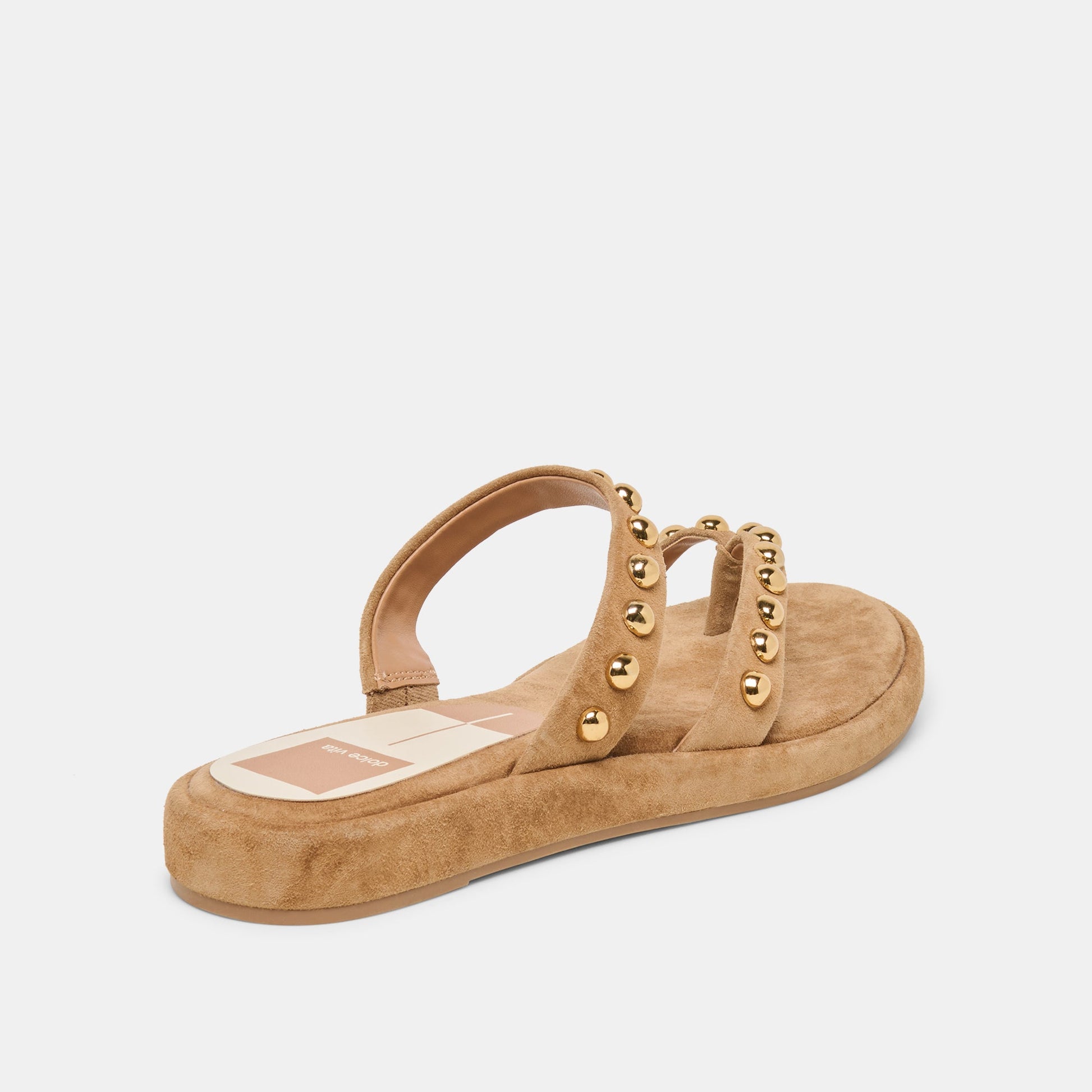Amary Stud Lt Brown Suede Sandals