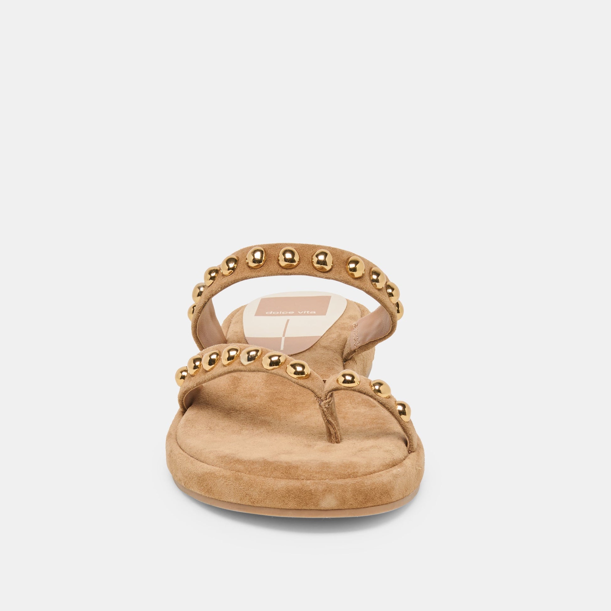 Amary Stud Lt Brown Suede Sandals