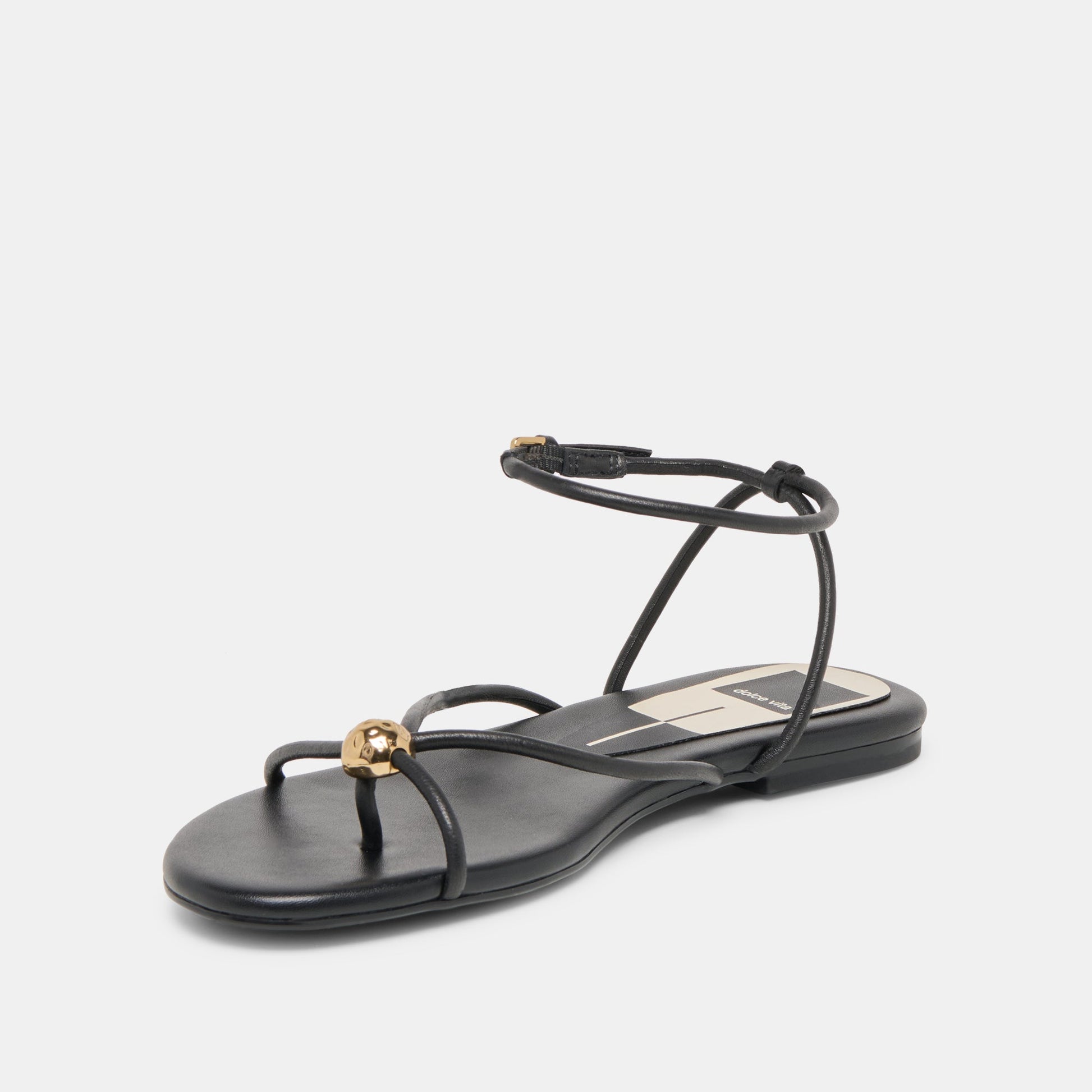 Kenley Black Leather Sandals