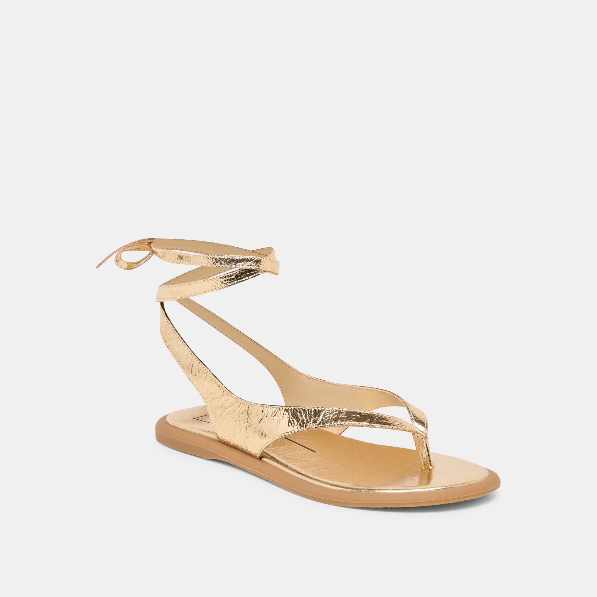 Jayden Gold Distressed Leather Sandals