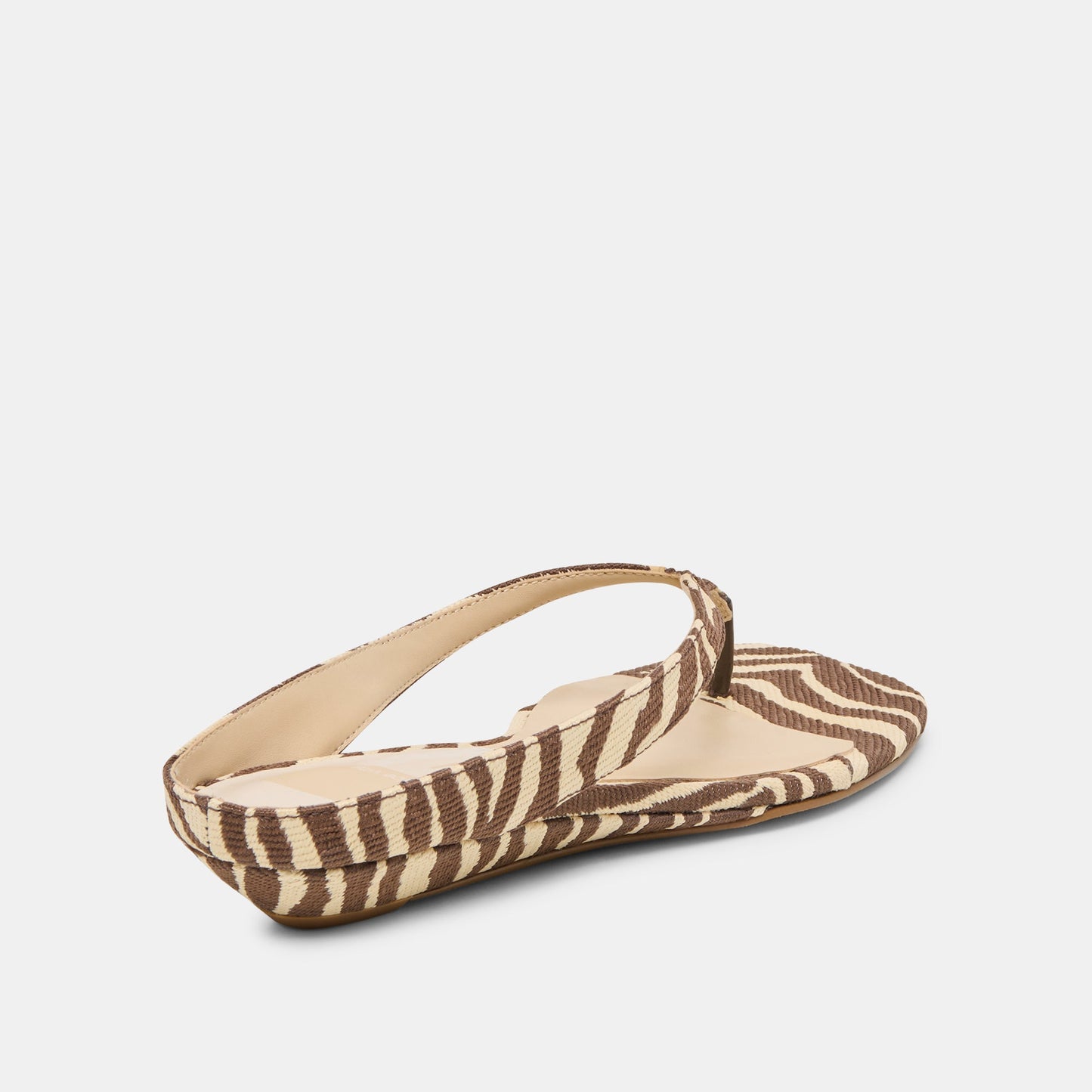 GIZEL Beige Zebra Raffia Thong Square-Toe Sandals