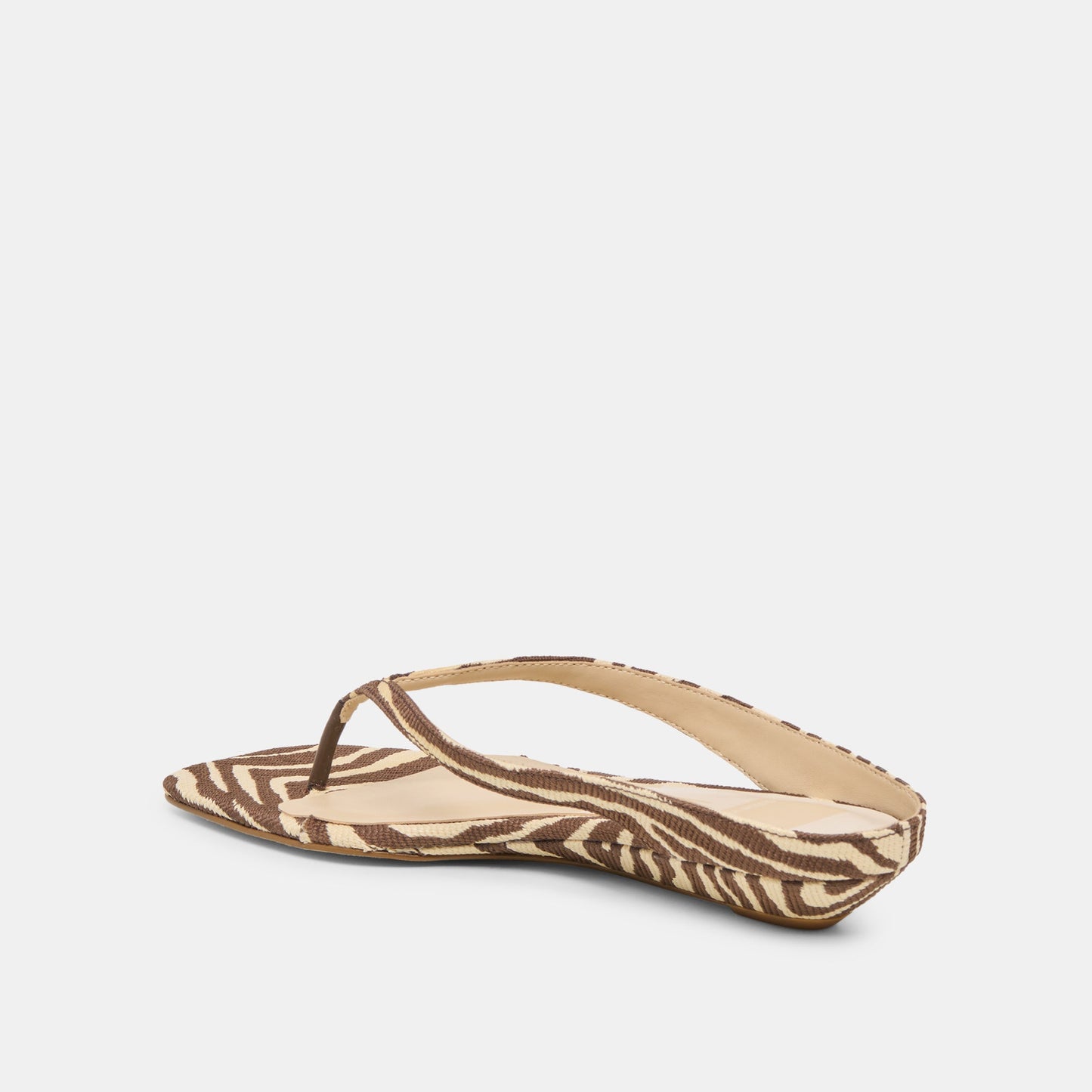 GIZEL Beige Zebra Raffia Thong Square-Toe Sandals