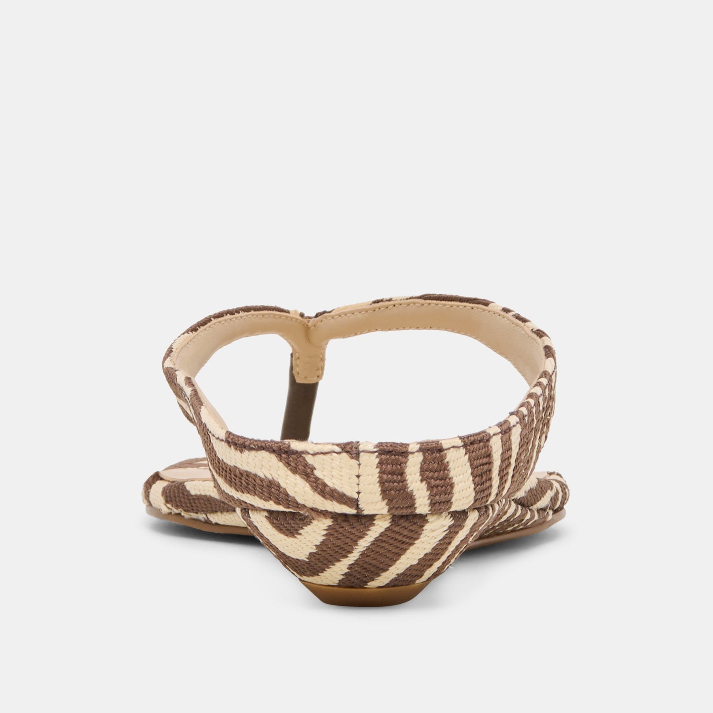 GIZEL Beige Zebra Raffia Thong Square-Toe Sandals