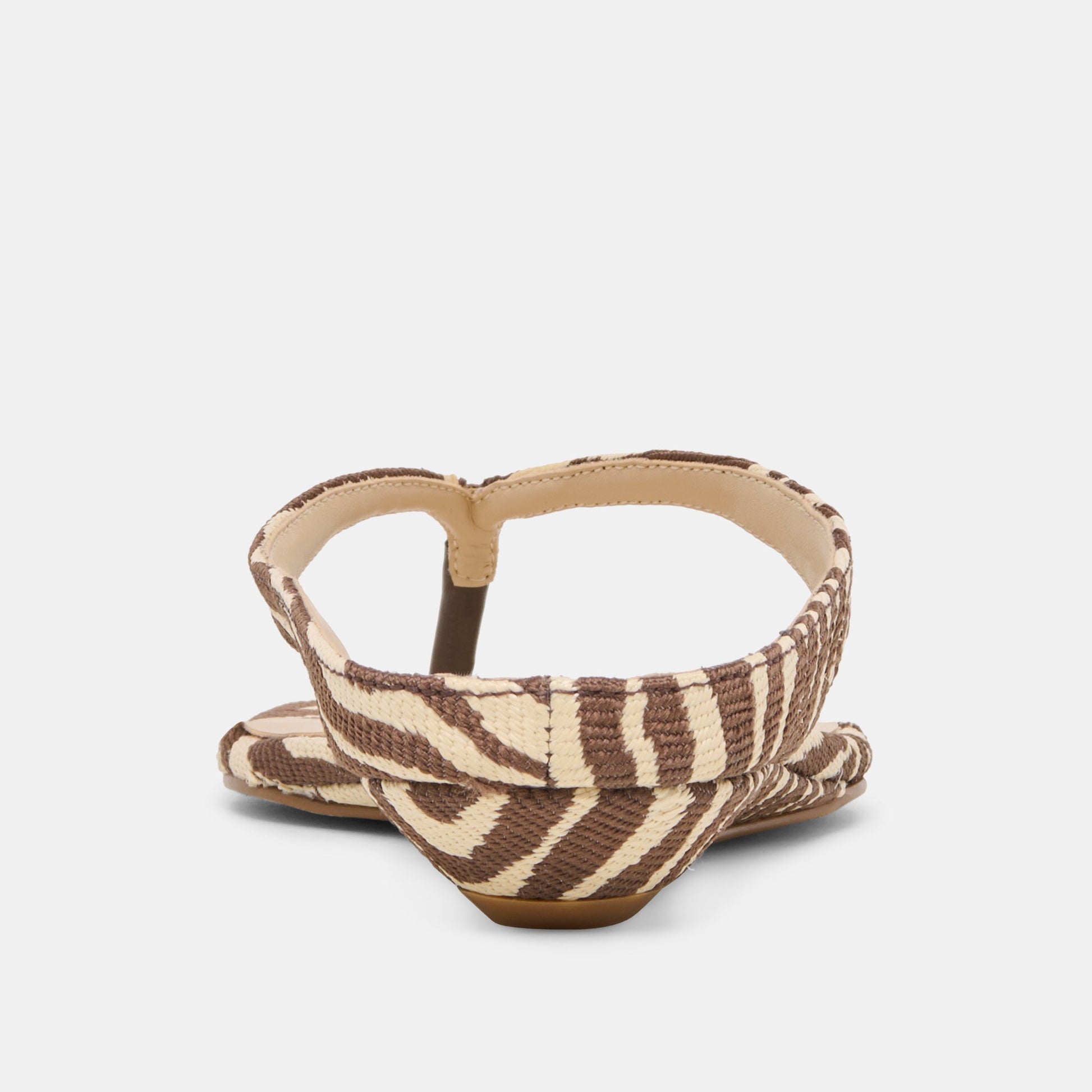 GIZEL Beige Zebra Raffia Thong Square-Toe Sandals