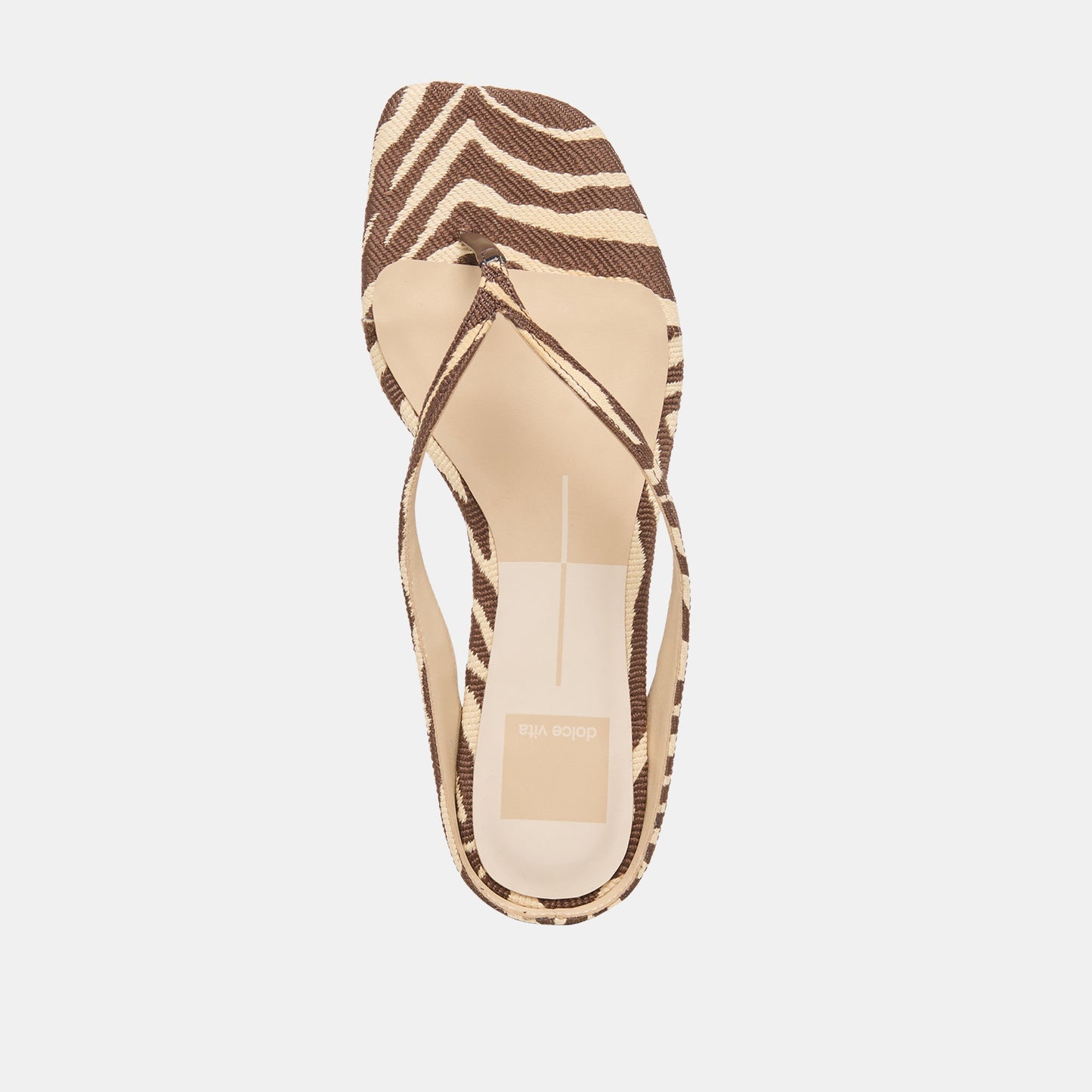 GIZEL Beige Zebra Raffia Thong Square-Toe Sandals