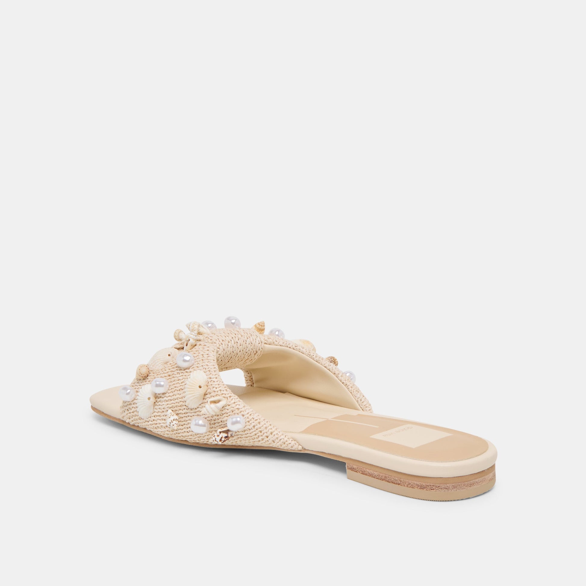 Lizza Oatmeal Beaded Raffia Sandals