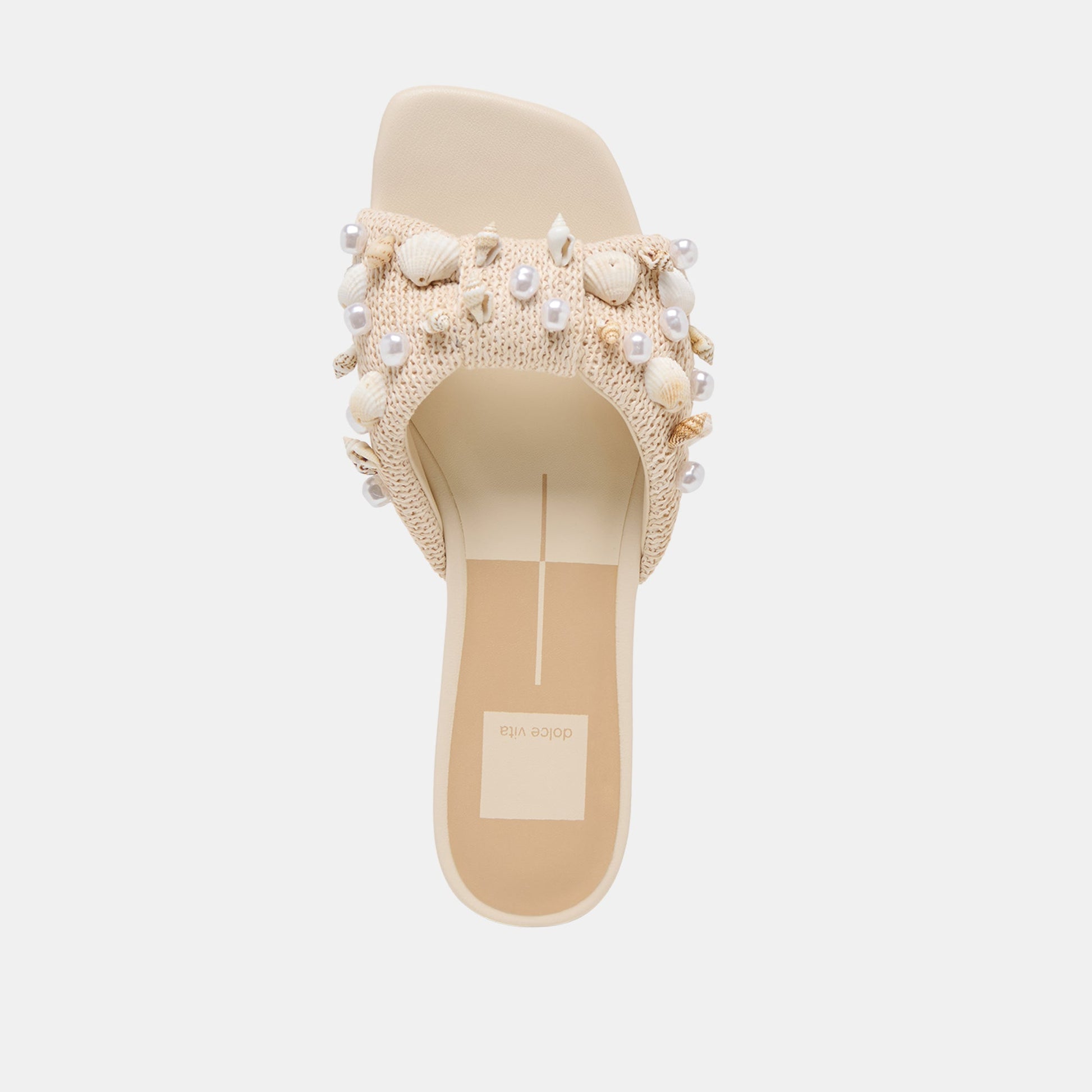 Lizza Oatmeal Beaded Raffia Sandals