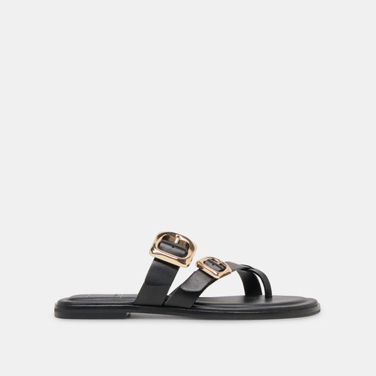 Shore Black Leather Sandals