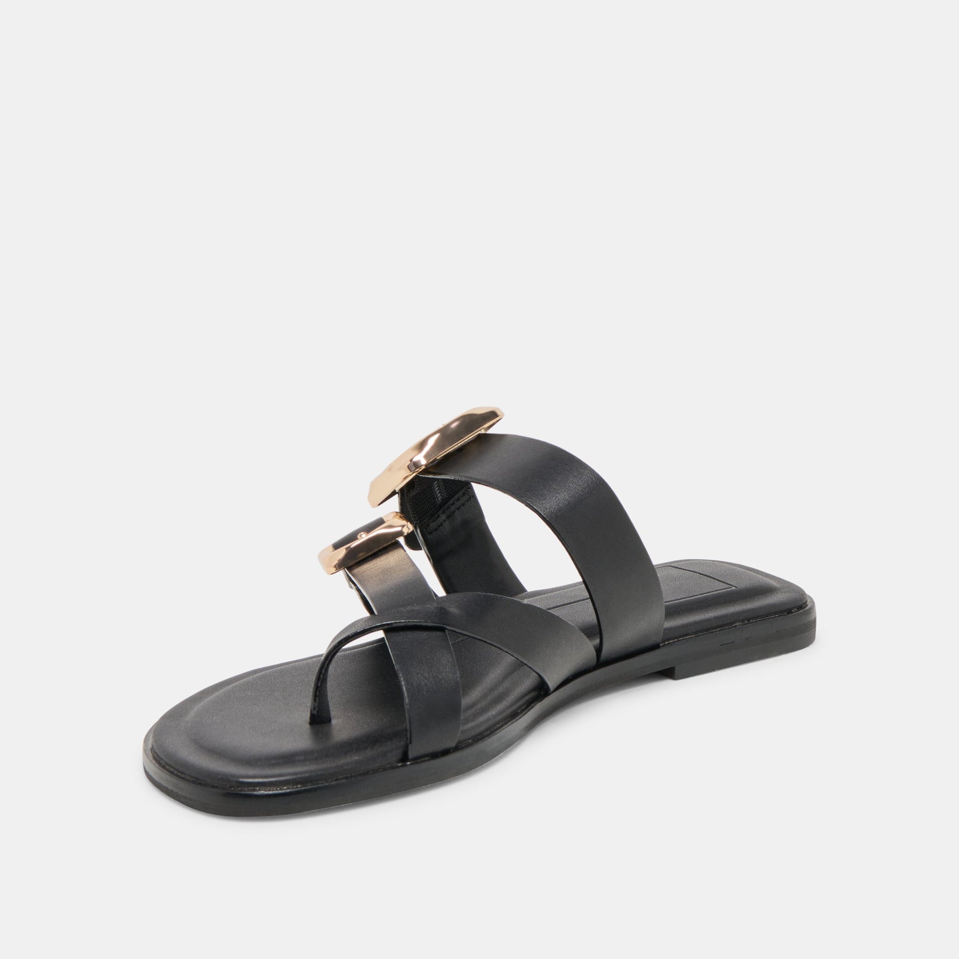 Shore Black Leather Sandals