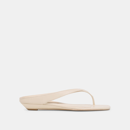 GIZEL Bone Leather Thong Square-Toe Sandals
