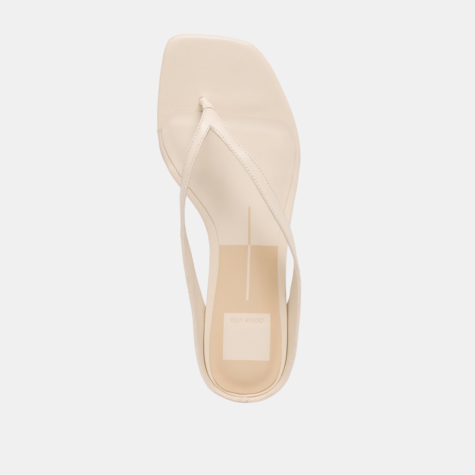 GIZEL Bone Leather Thong Square-Toe Sandals