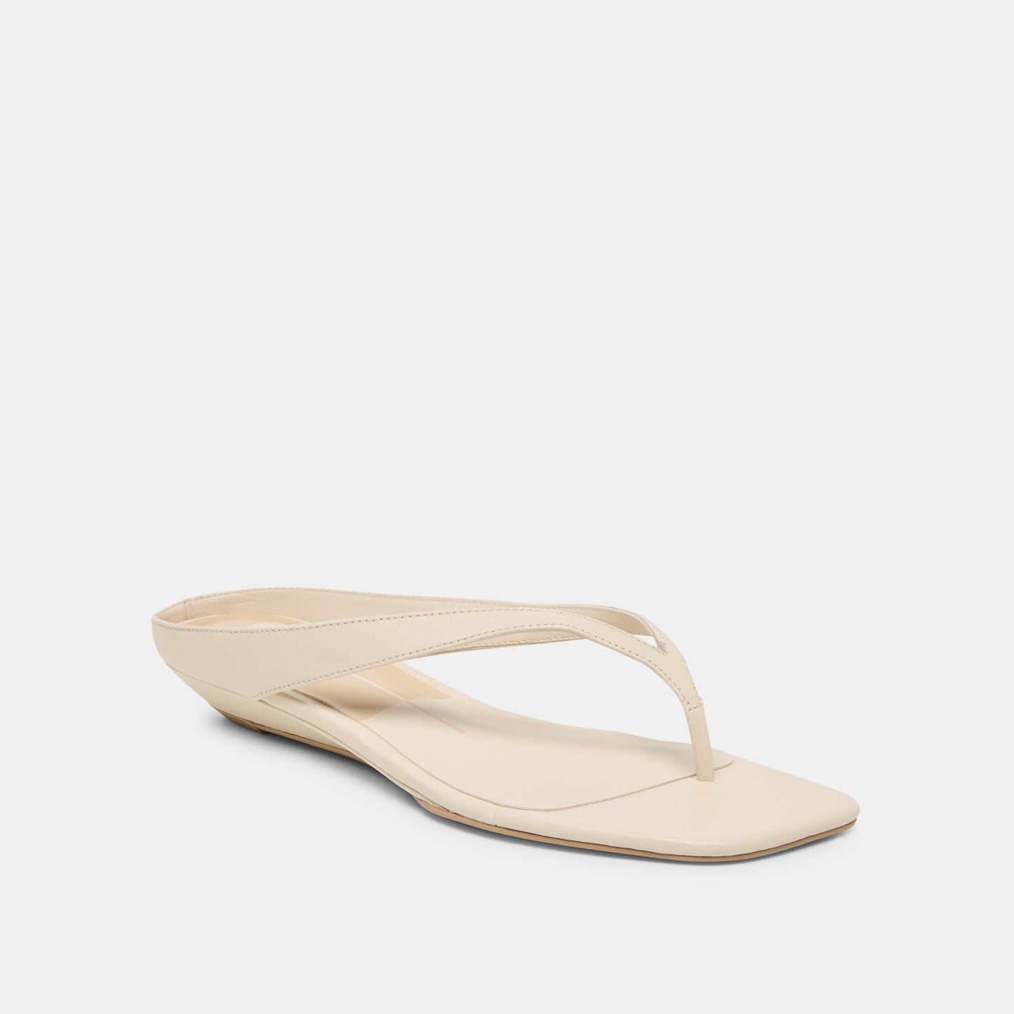 GIZEL Bone Leather Thong Square-Toe Sandals