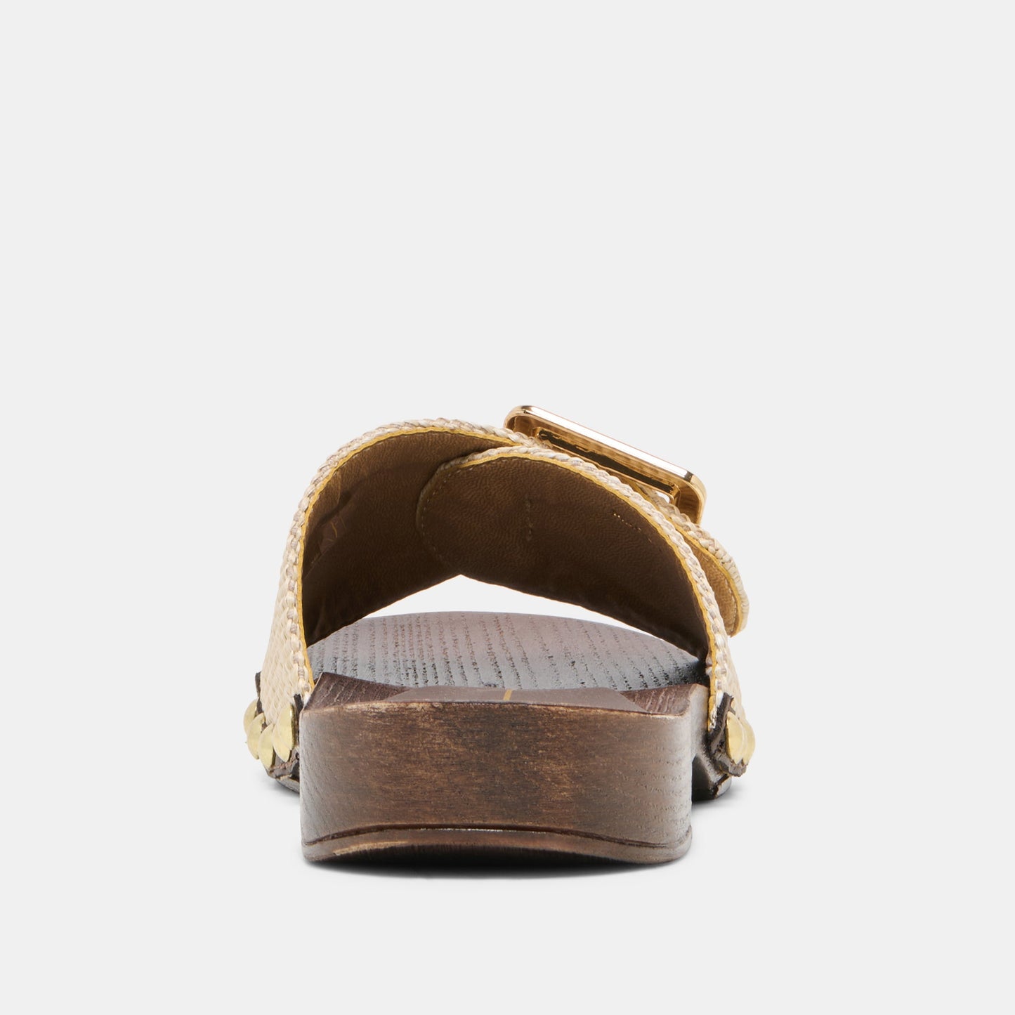 SHERY Natural Raffia Open-Toe Buckle Wood Sole Sandals