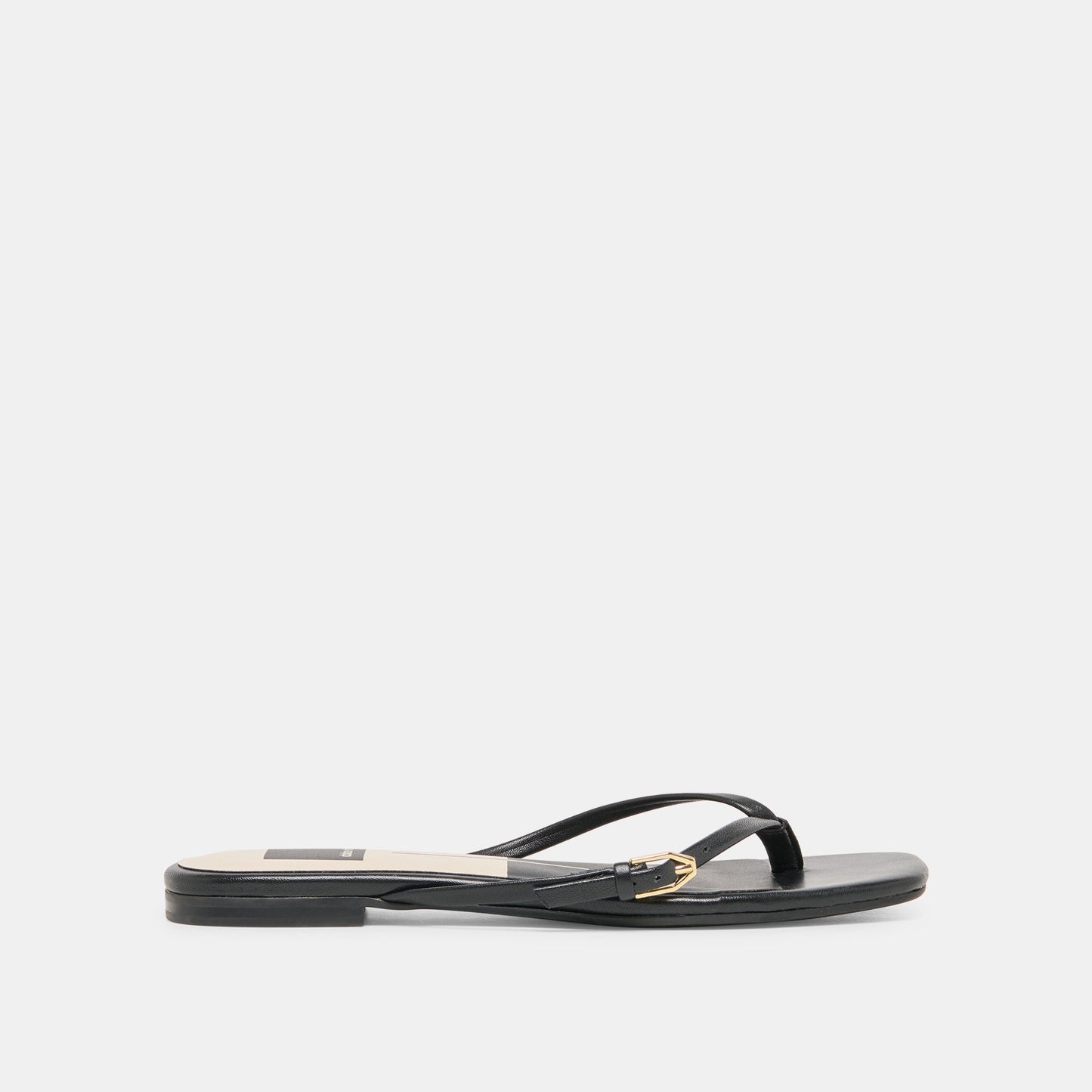 MALTA Black Leather Buckle Flip-Flop Sandals