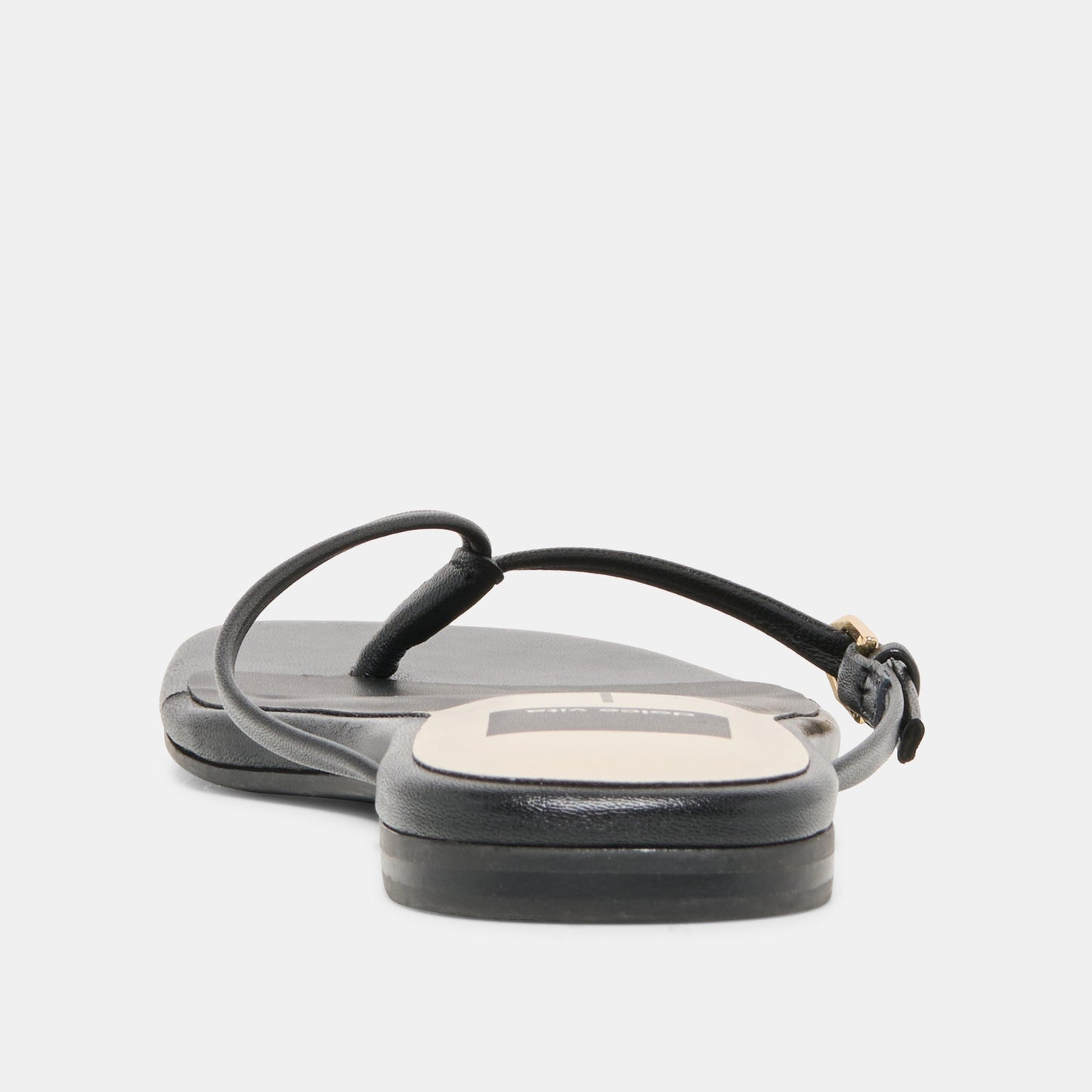 MALTA Black Leather Buckle Flip-Flop Sandals