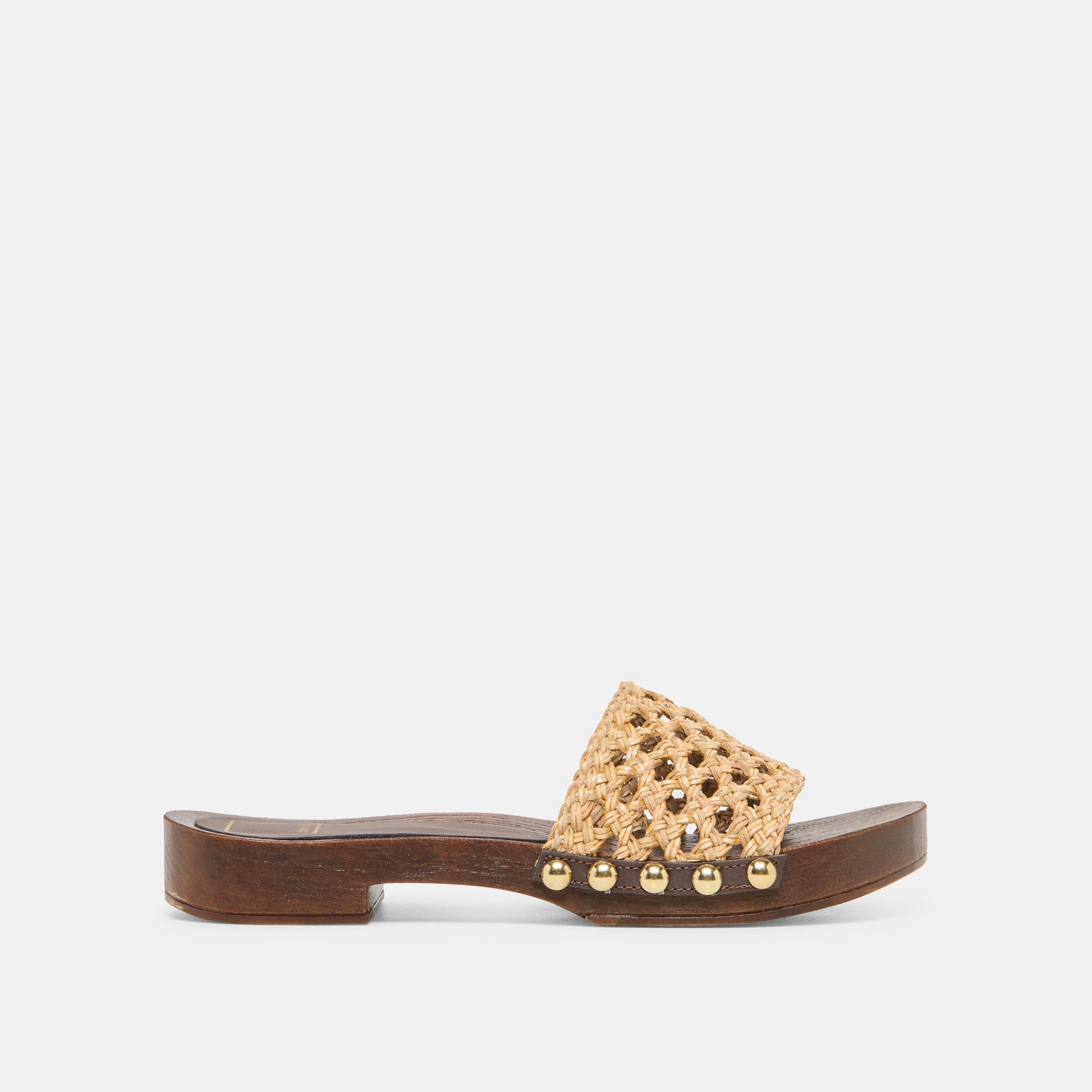 SADIE Tan Raffia Wood Sole Open-Toe Sandals