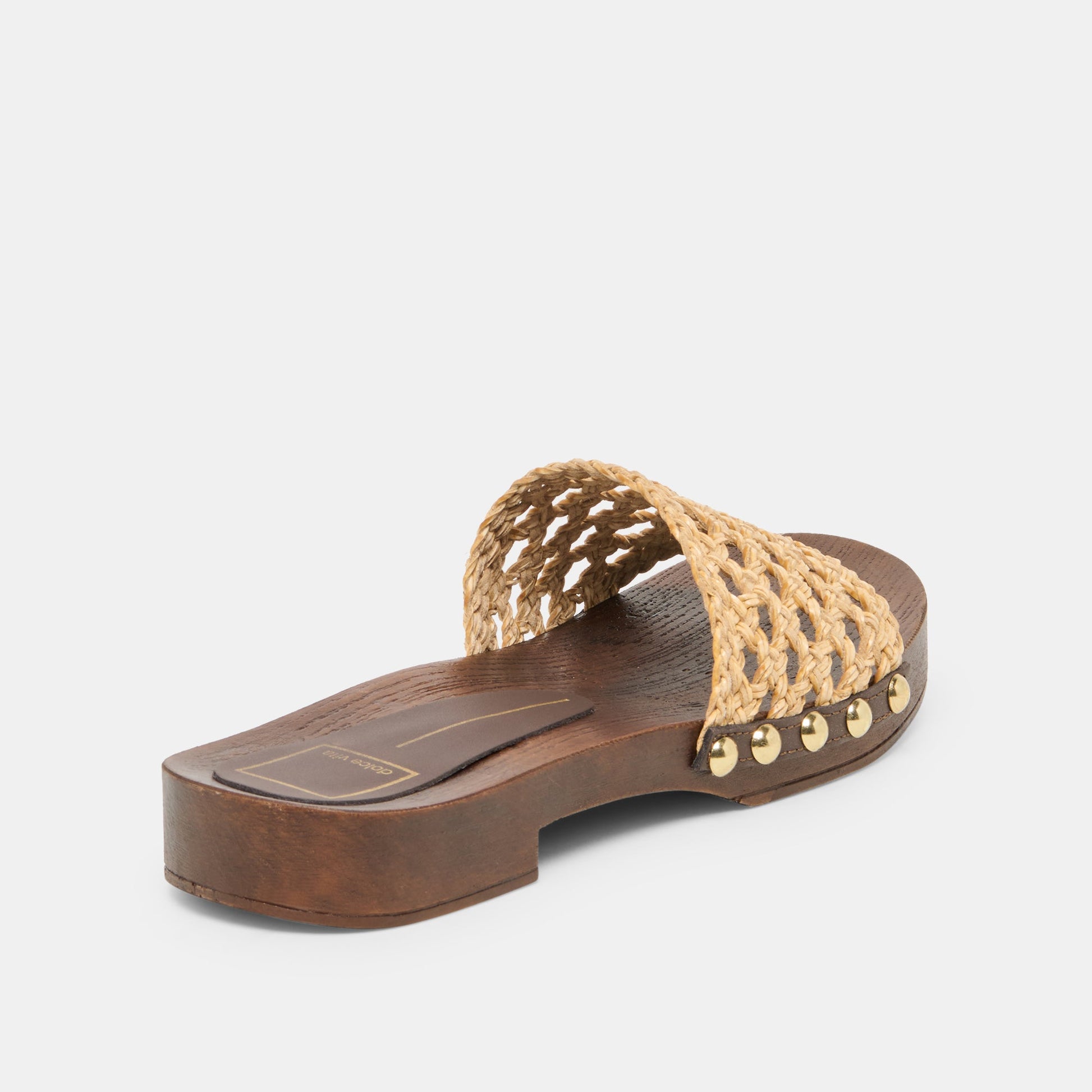 SADIE Tan Raffia Wood Sole Open-Toe Sandals