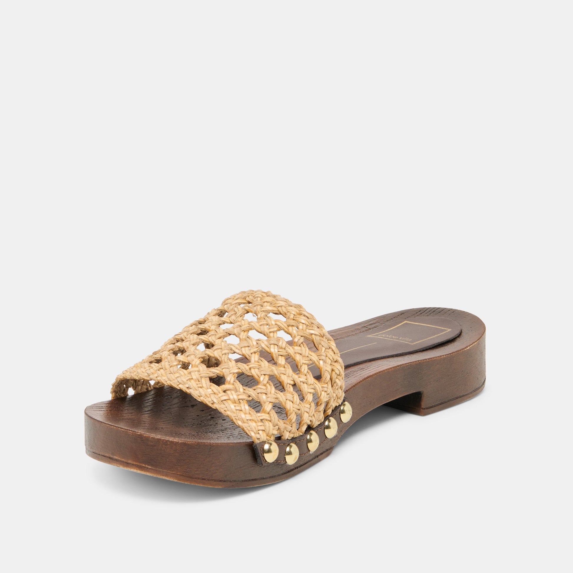 SADIE Tan Raffia Wood Sole Open-Toe Sandals