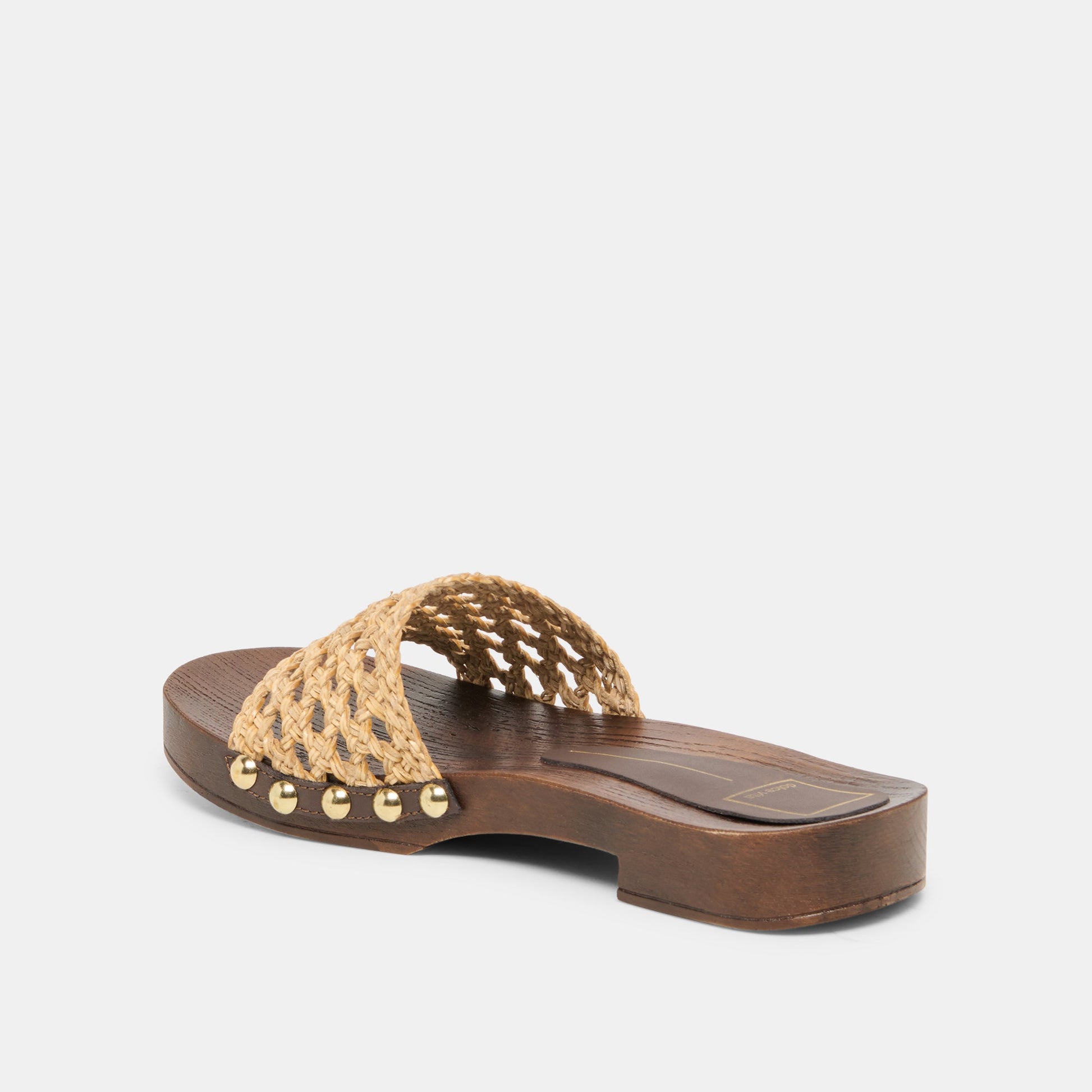 SADIE Tan Raffia Wood Sole Open-Toe Sandals