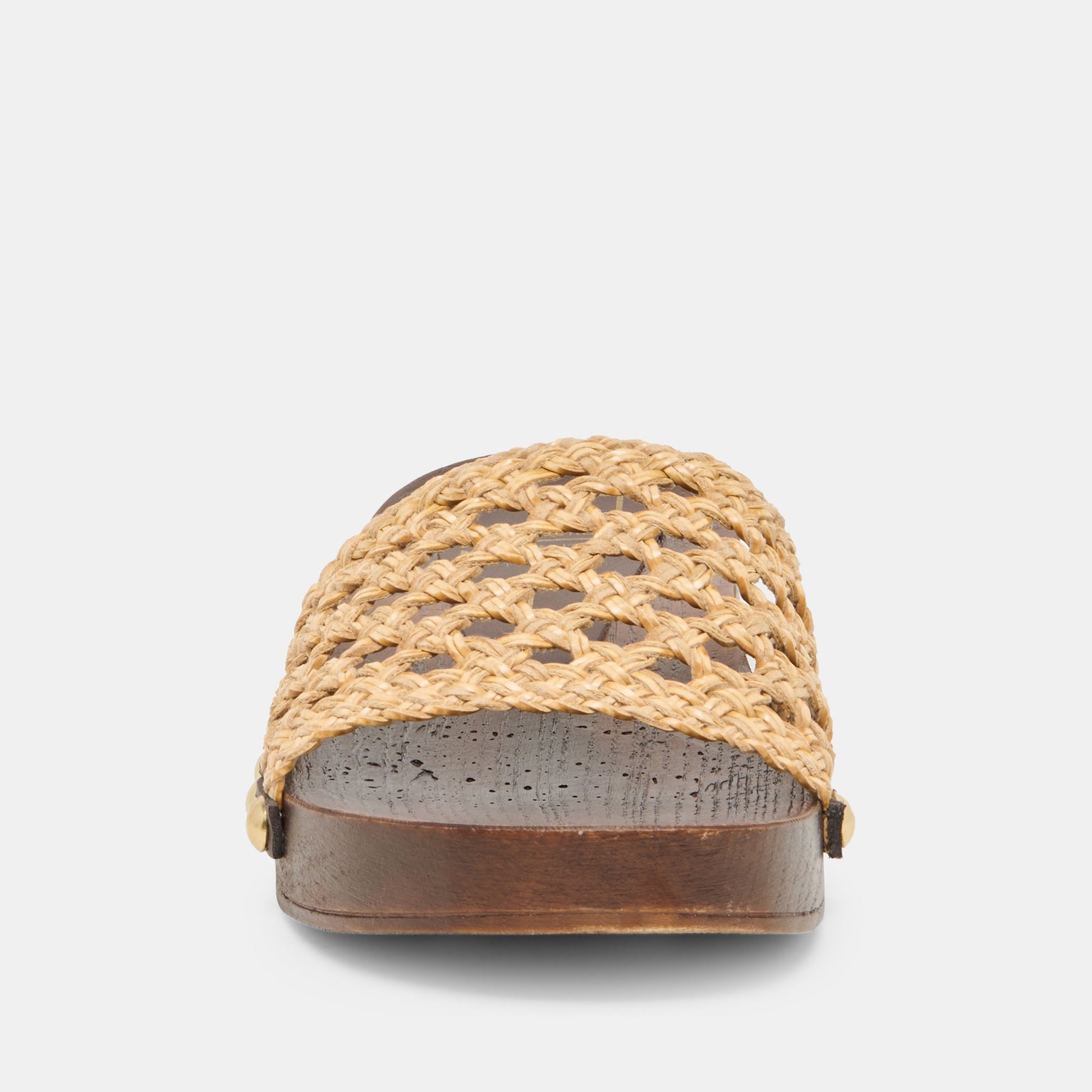 SADIE Tan Raffia Wood Sole Open-Toe Sandals