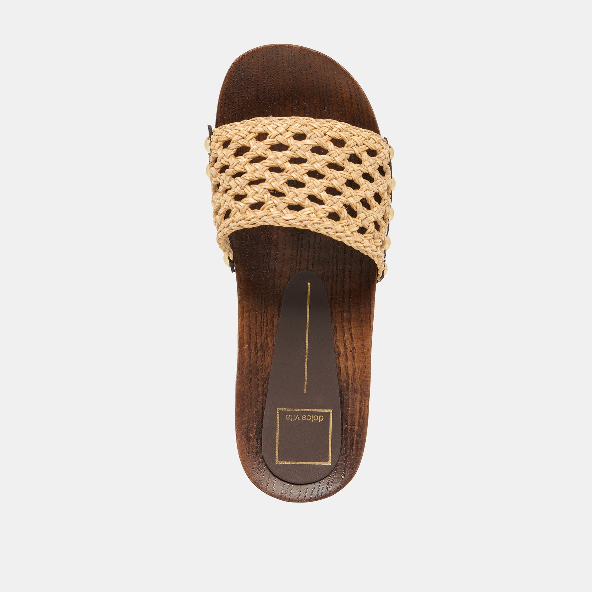 SADIE Tan Raffia Wood Sole Open-Toe Sandals