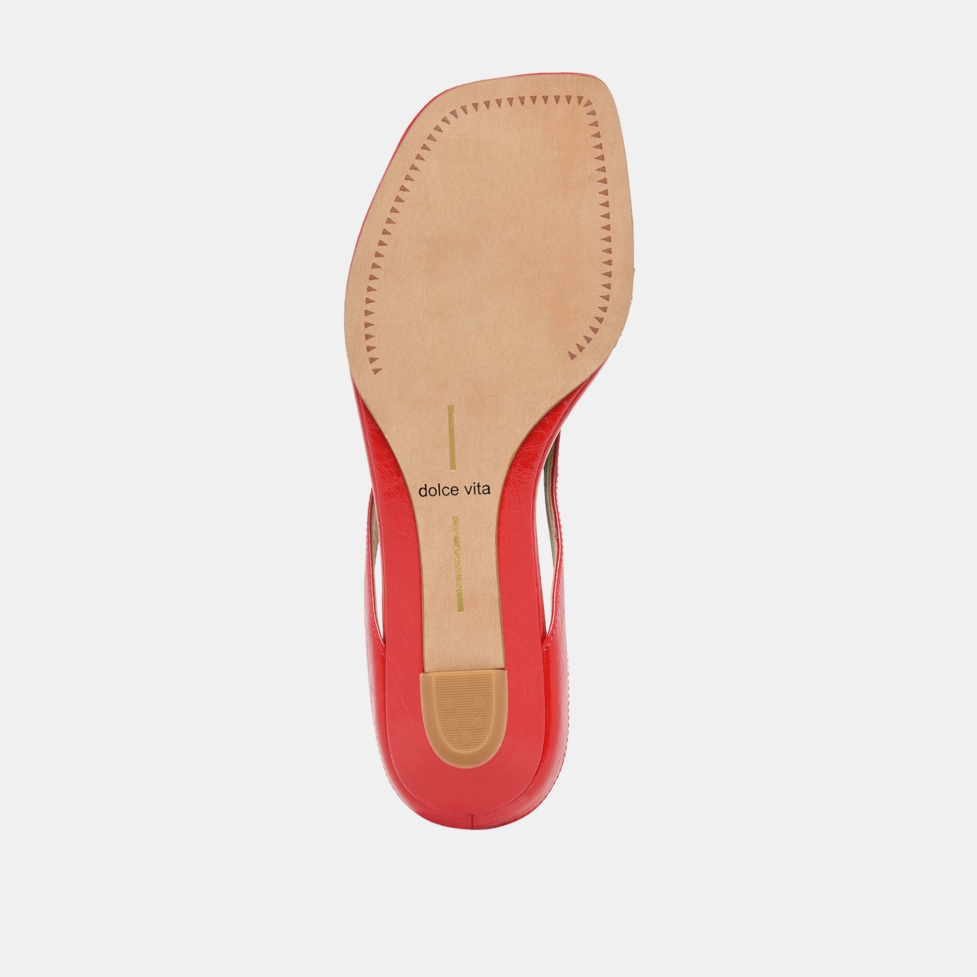 GIZEL Red Crinkle Patent Thong Square-Toe Sandals