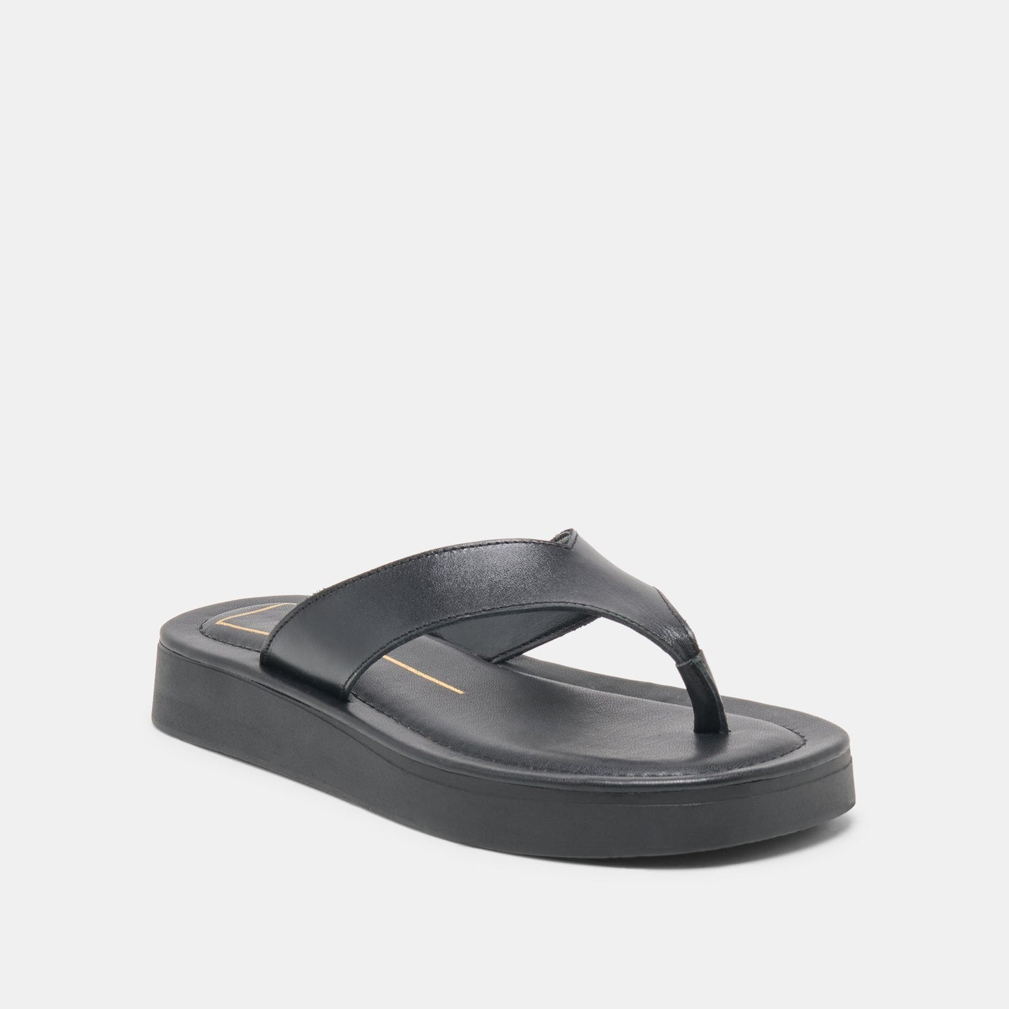 BLAYZE Black Leather Platform Flip-Flop Sandals