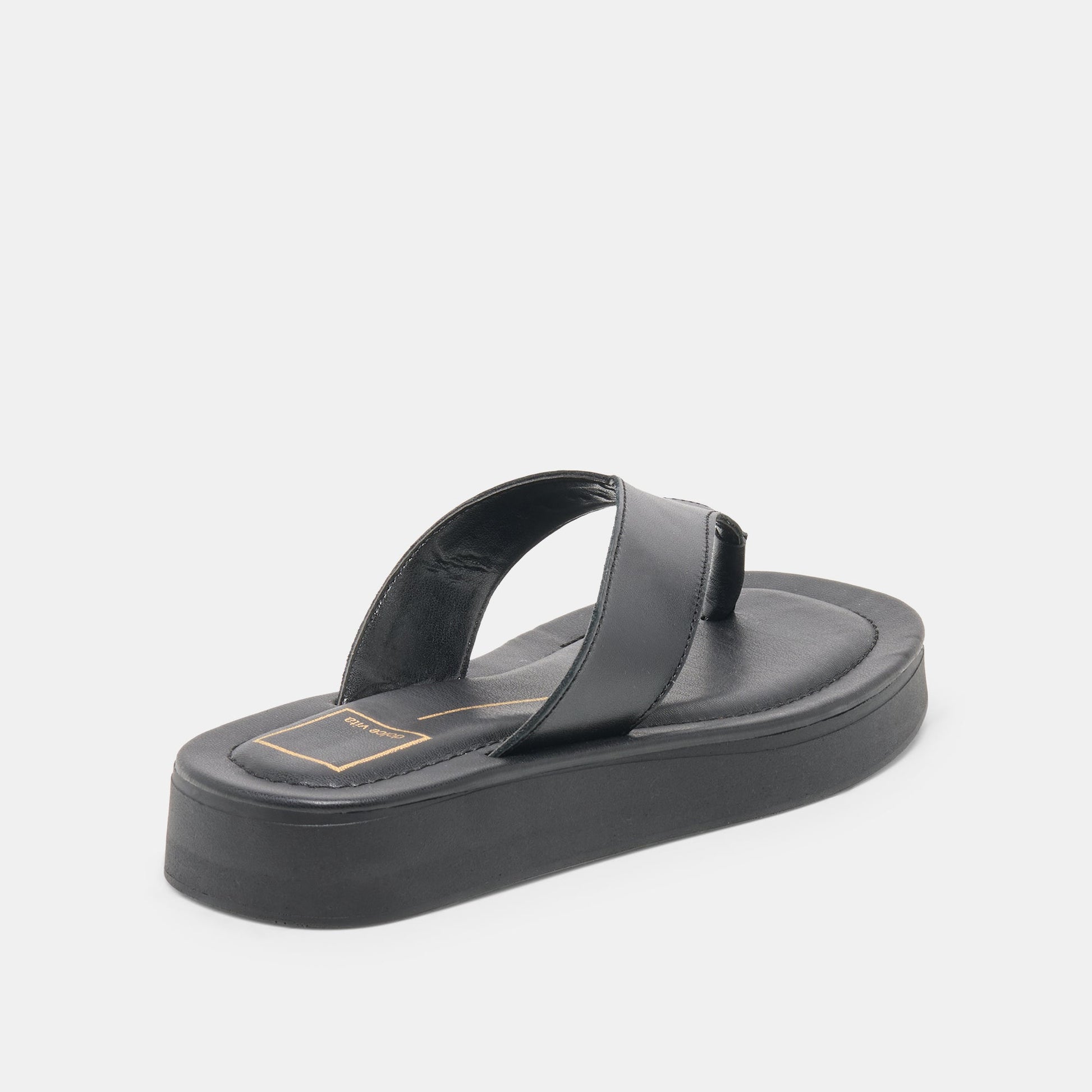 BLAYZE Black Leather Platform Flip-Flop Sandals