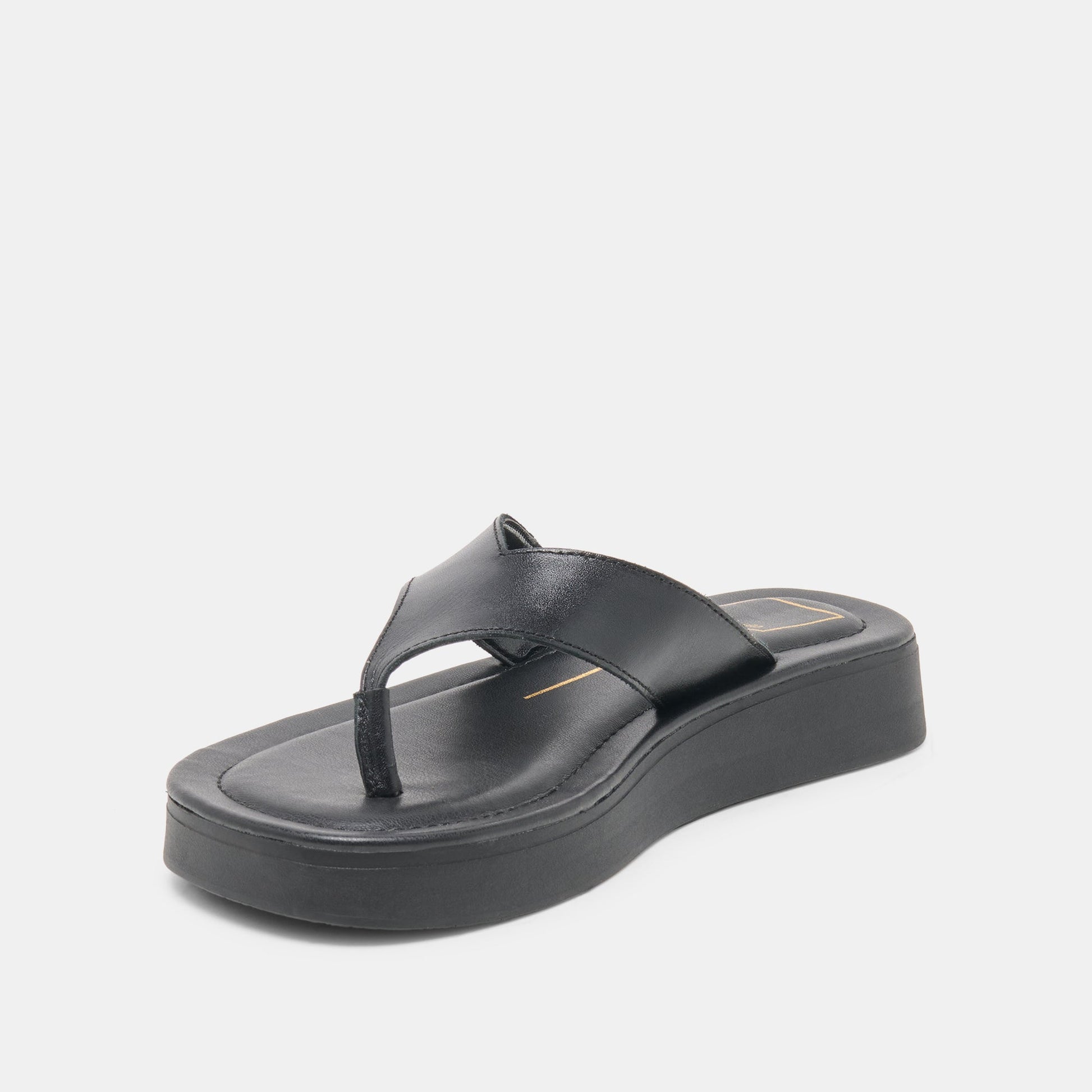 BLAYZE Black Leather Platform Flip-Flop Sandals