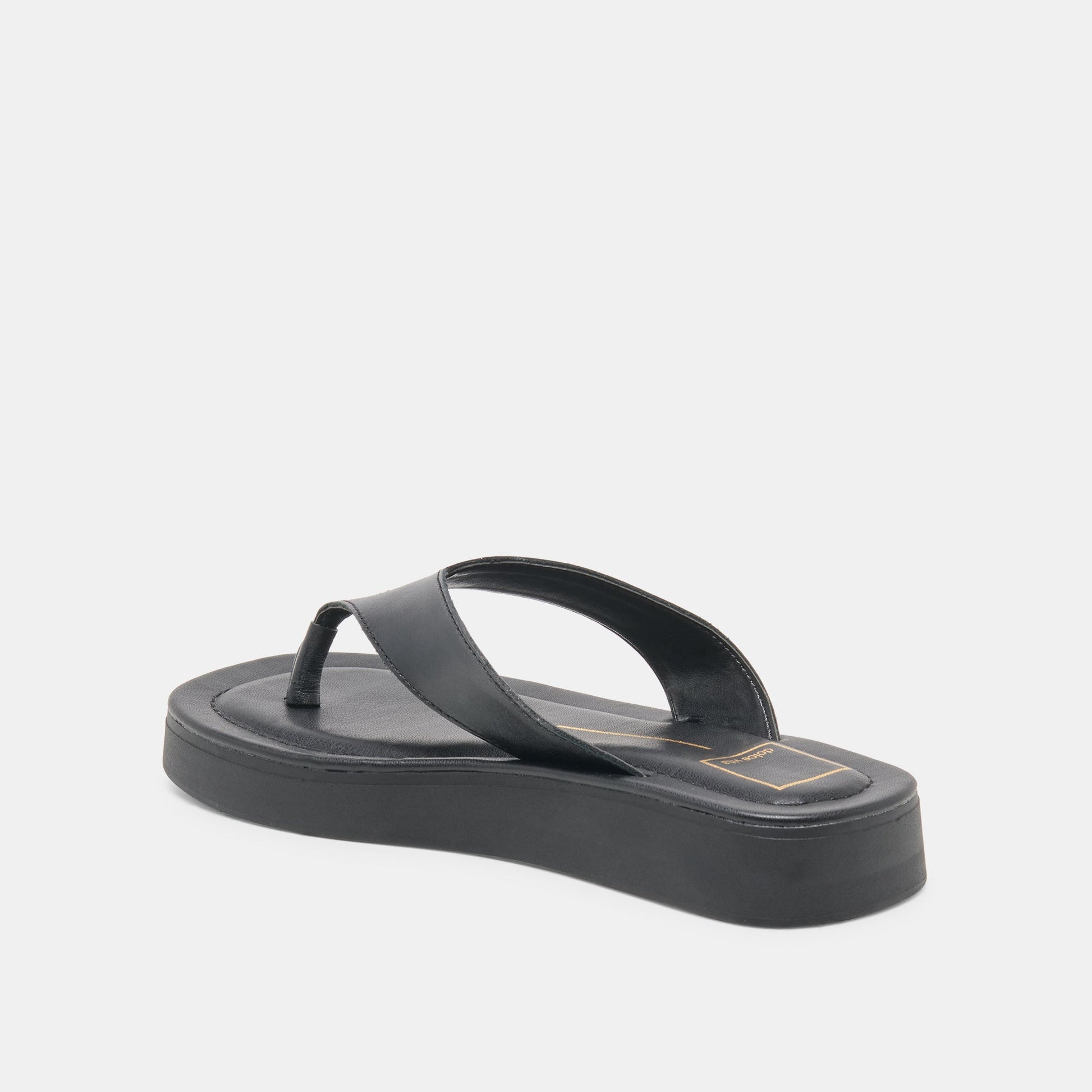BLAYZE Black Leather Platform Flip-Flop Sandals