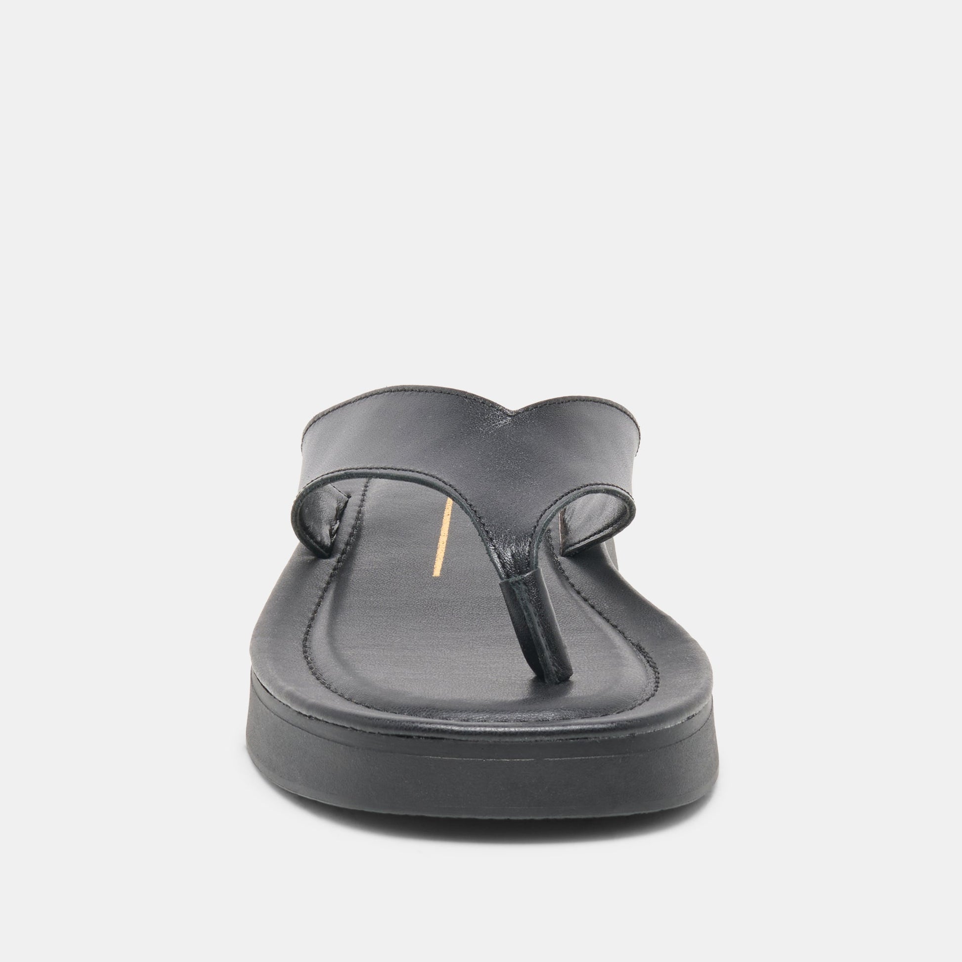 BLAYZE Black Leather Platform Flip-Flop Sandals
