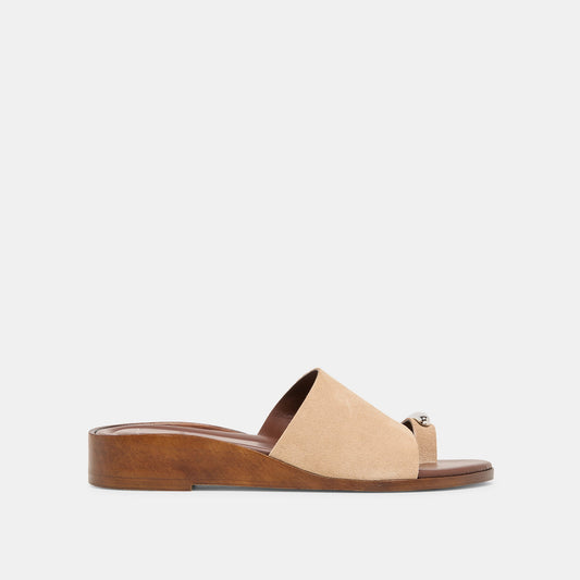 MOXY Sand Suede Metal Detail Open-Toe Sandals