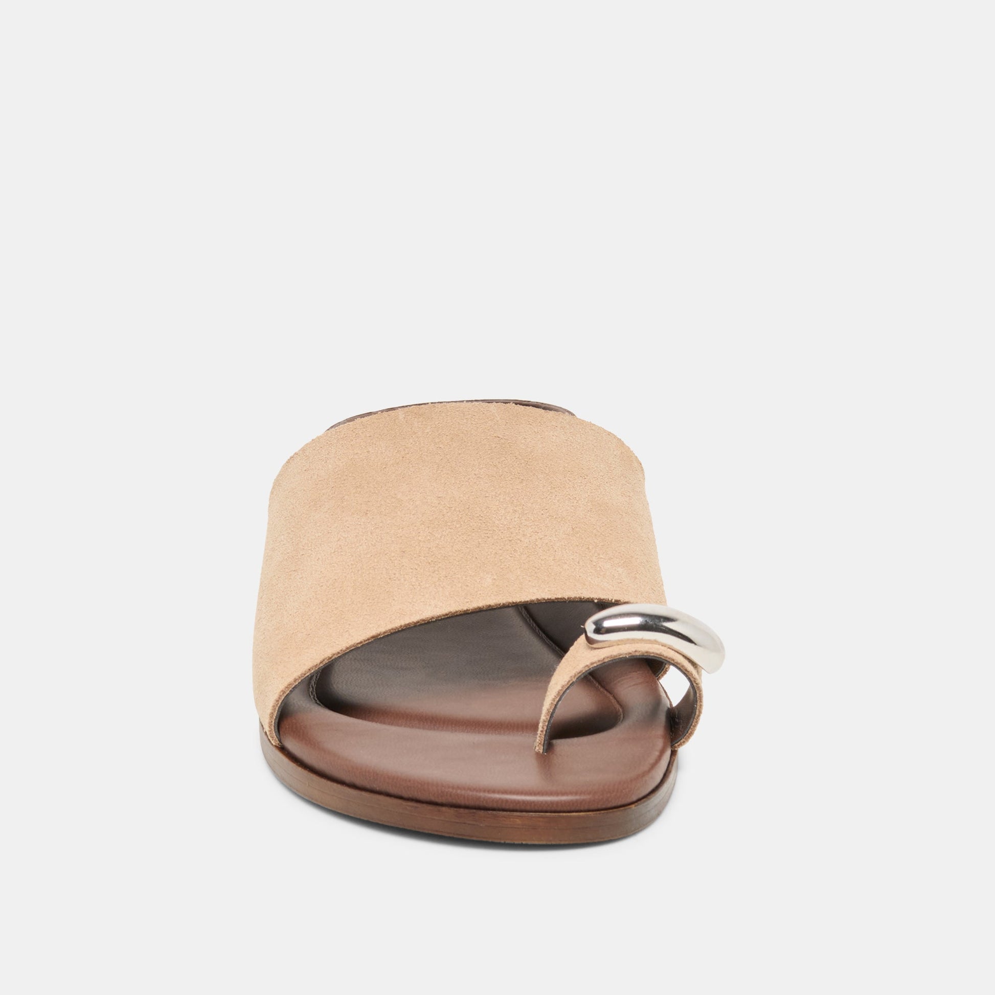 MOXY Sand Suede Metal Detail Open-Toe Sandals