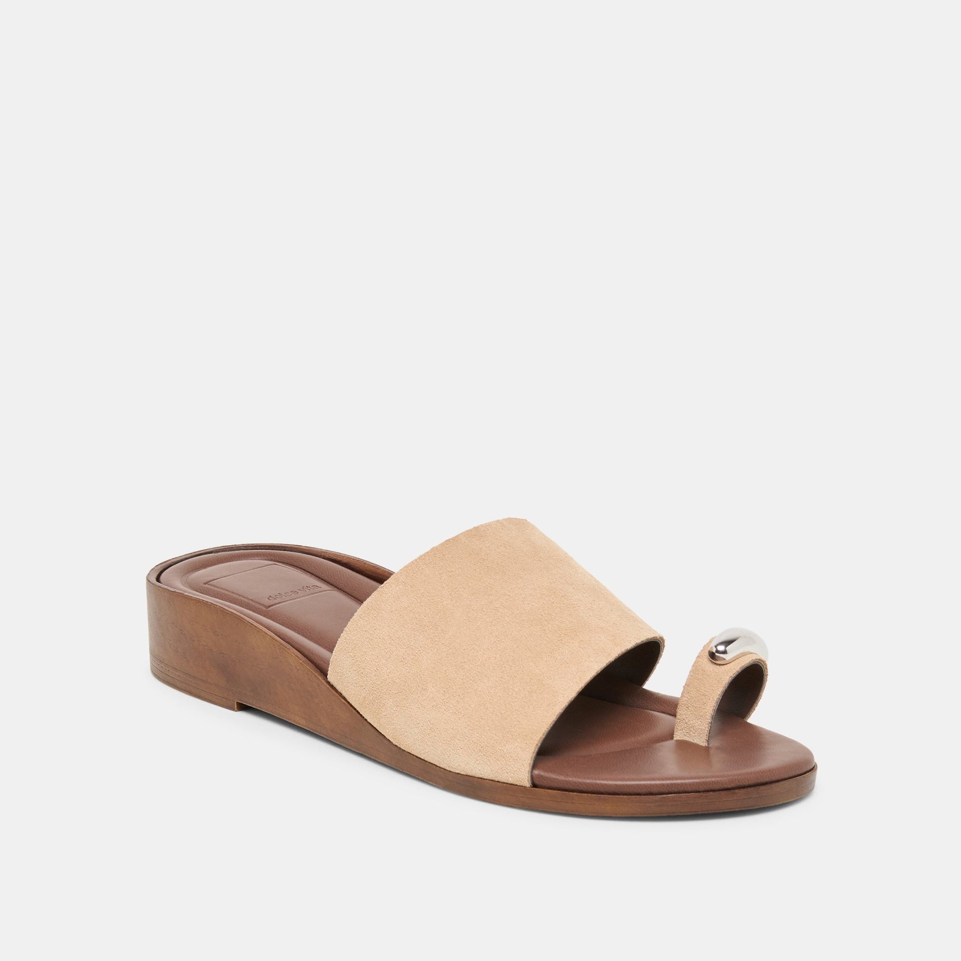 MOXY Sand Suede Metal Detail Open-Toe Sandals