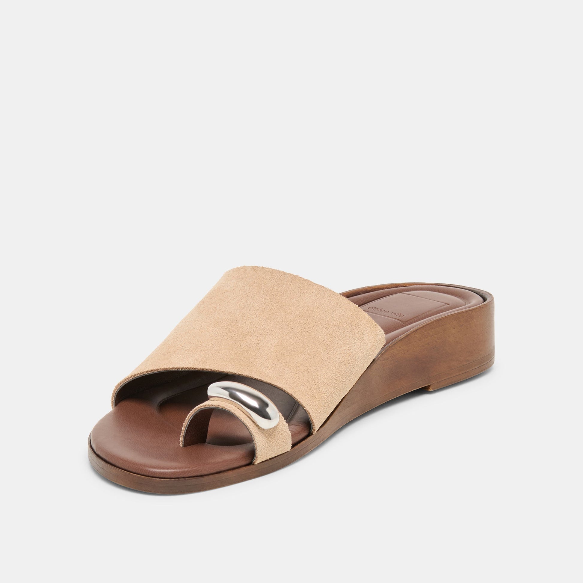 MOXY Sand Suede Metal Detail Open-Toe Sandals