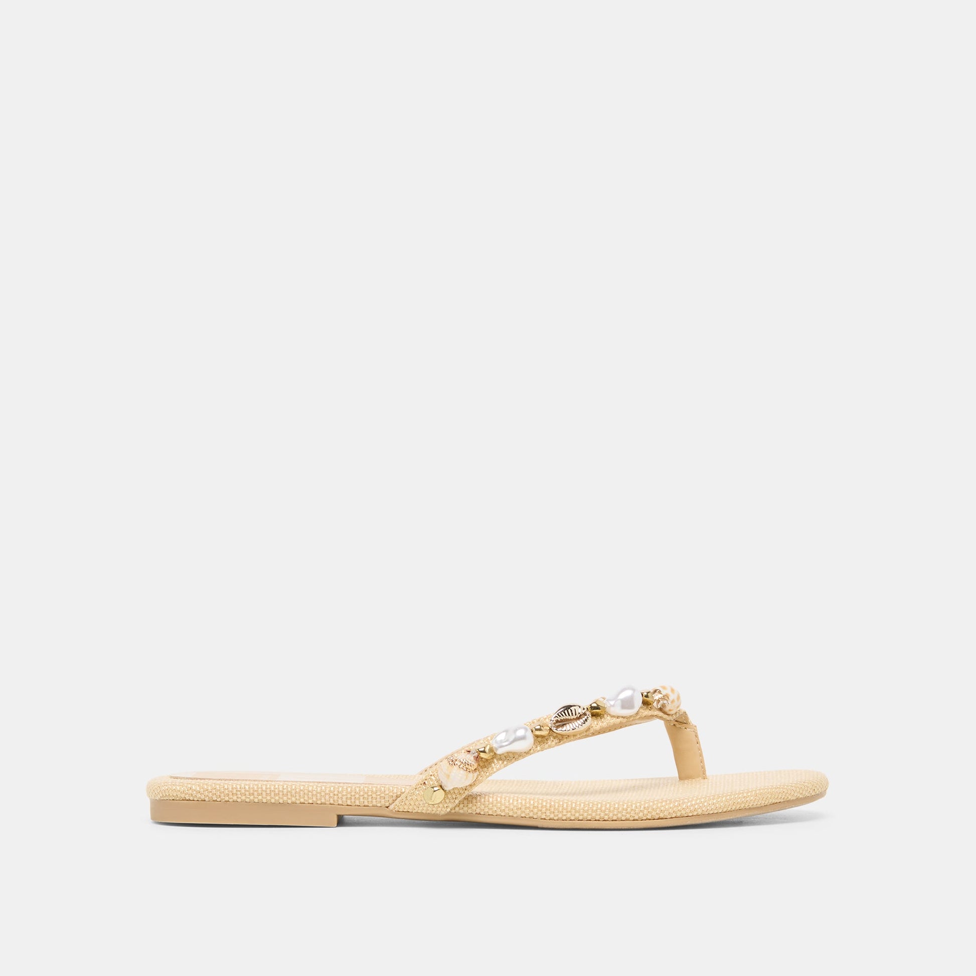 KYSHA Lt Natural Raffia Shell Flip-Flop Sandals