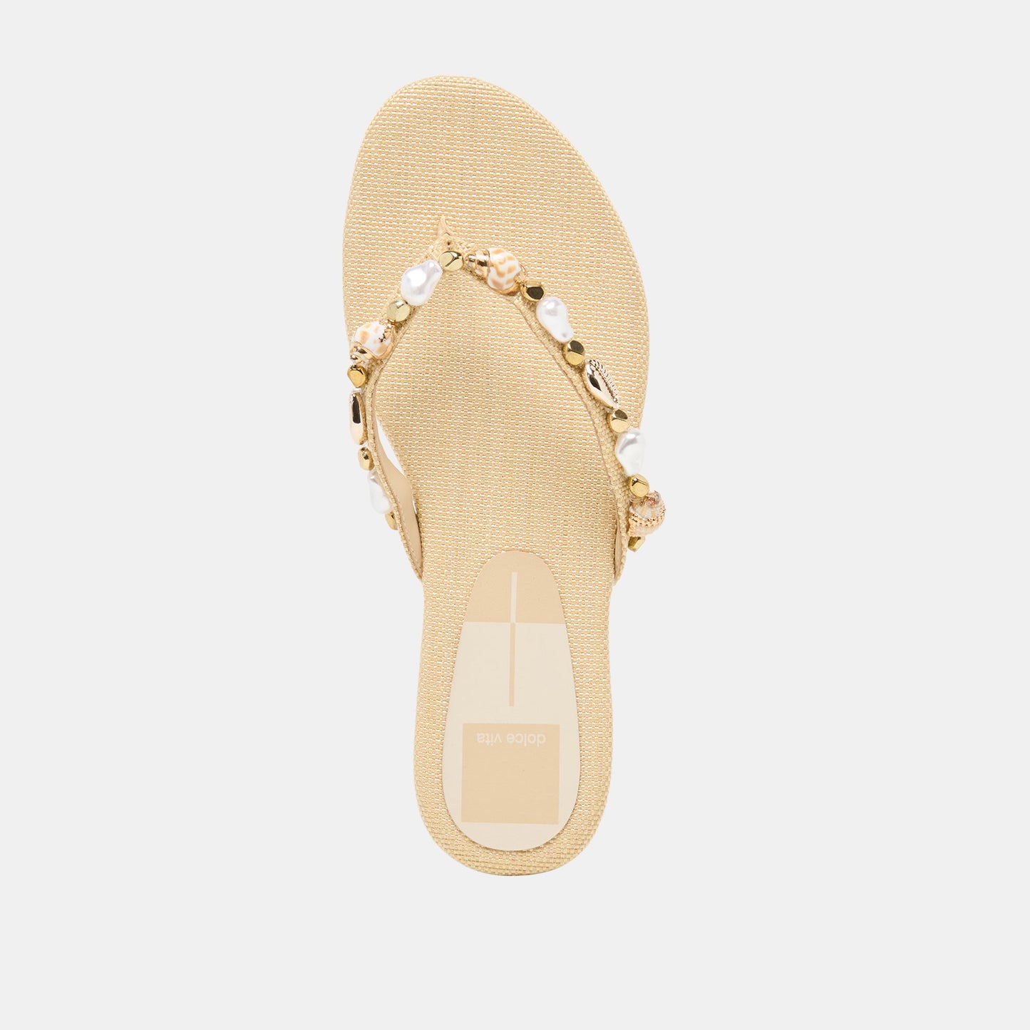 KYSHA Lt Natural Raffia Shell Flip-Flop Sandals