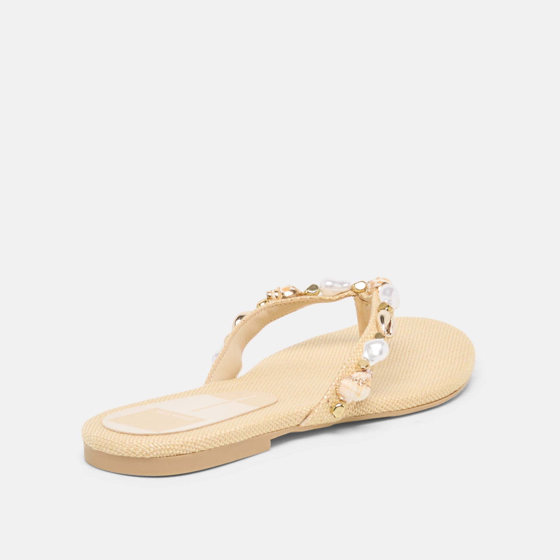 KYSHA Lt Natural Raffia Shell Flip-Flop Sandals