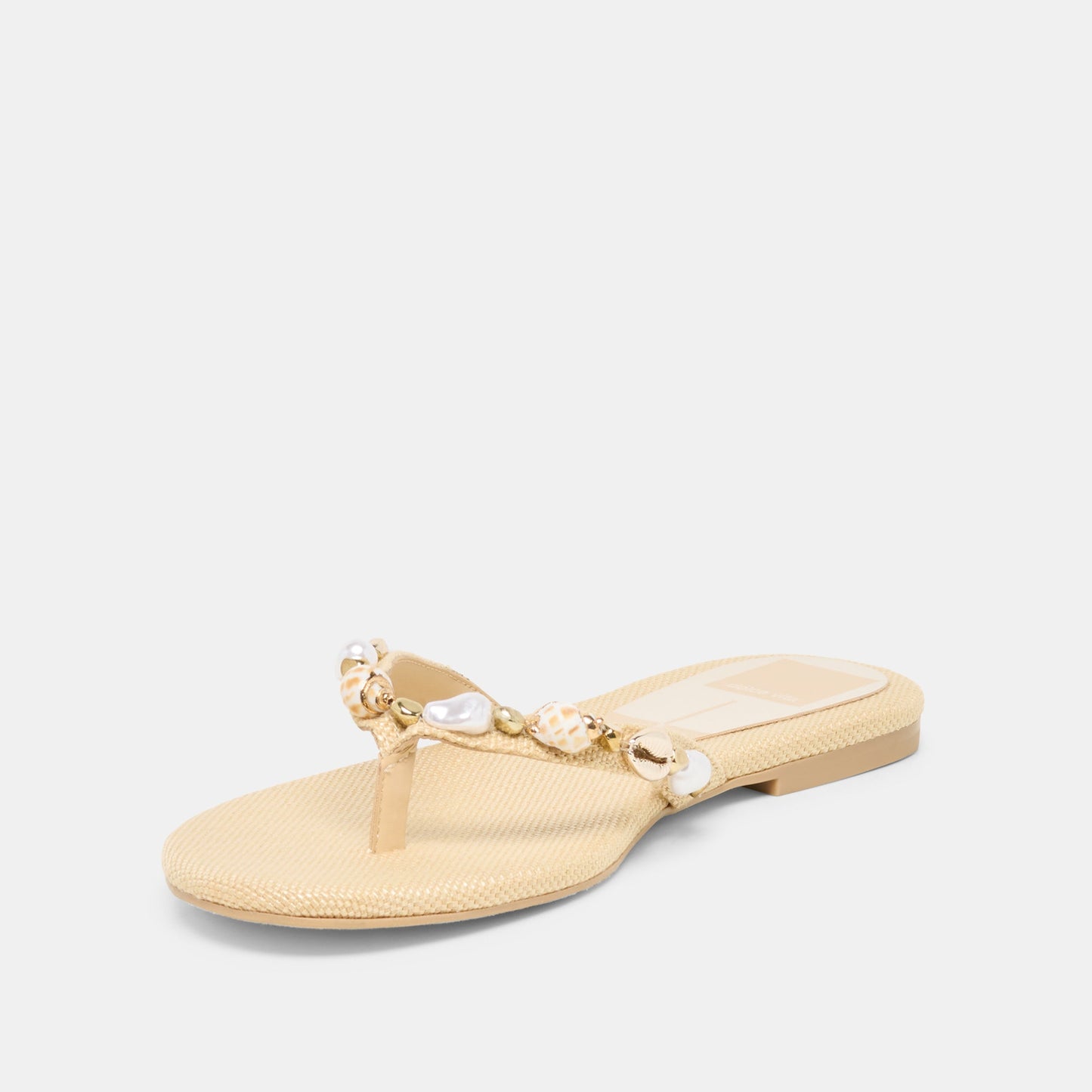 KYSHA Lt Natural Raffia Shell Flip-Flop Sandals