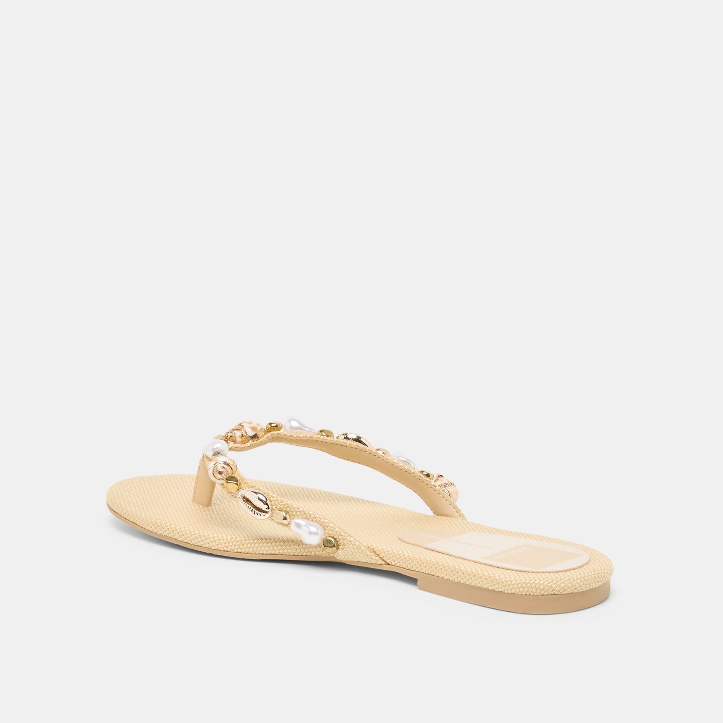 KYSHA Lt Natural Raffia Shell Flip-Flop Sandals