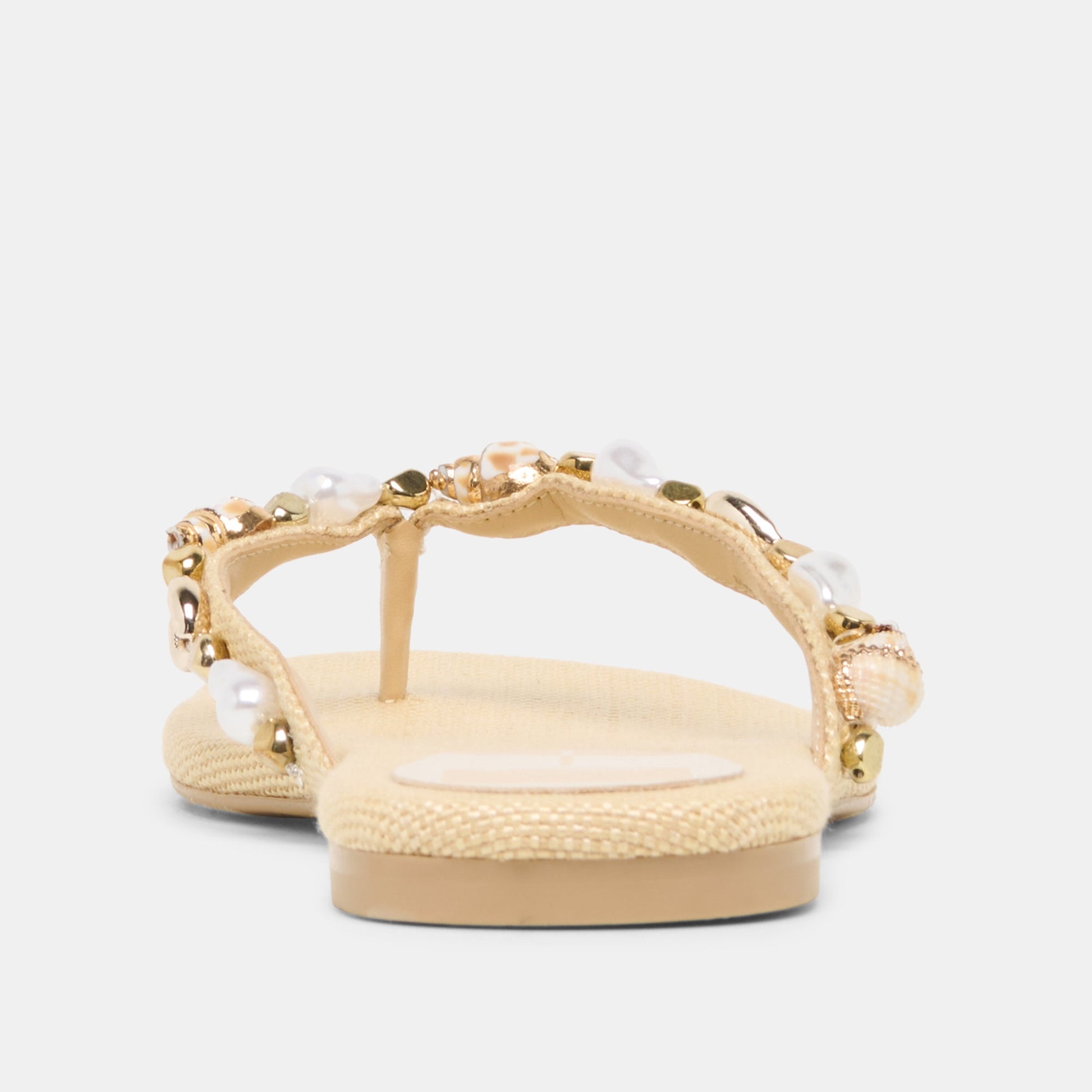 KYSHA Lt Natural Raffia Shell Flip-Flop Sandals